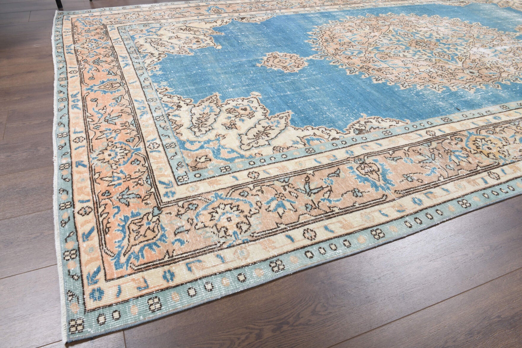Vintage Oushak Blue Area Rug
