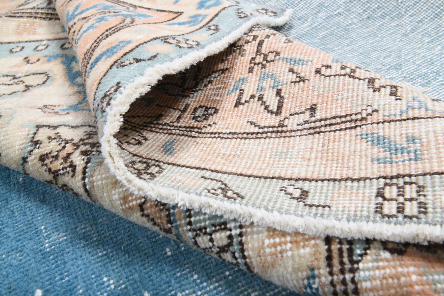 Vintage Oushak Blue Area Rug