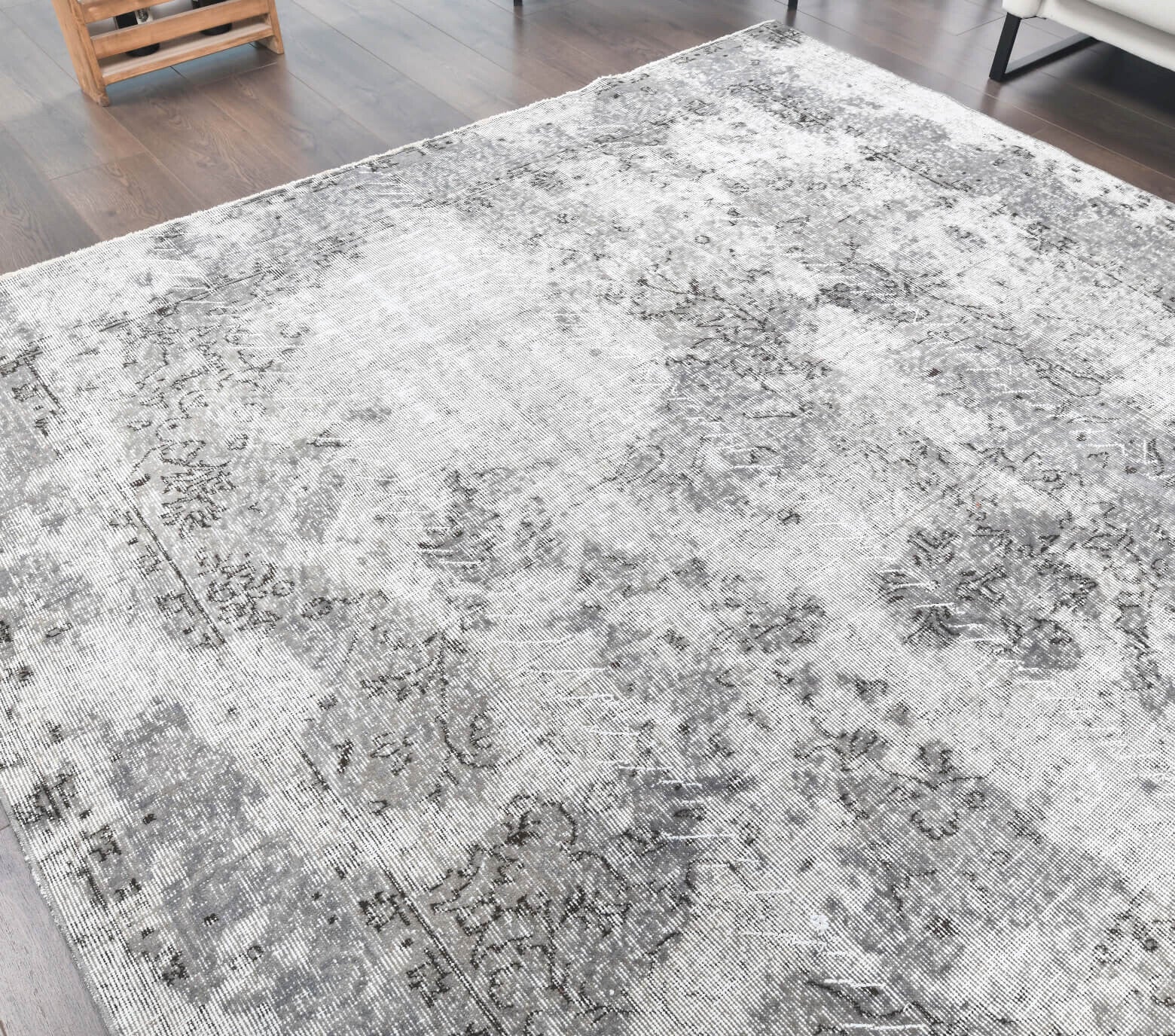 Vintage Anatolian Distressed Gray Area Rug