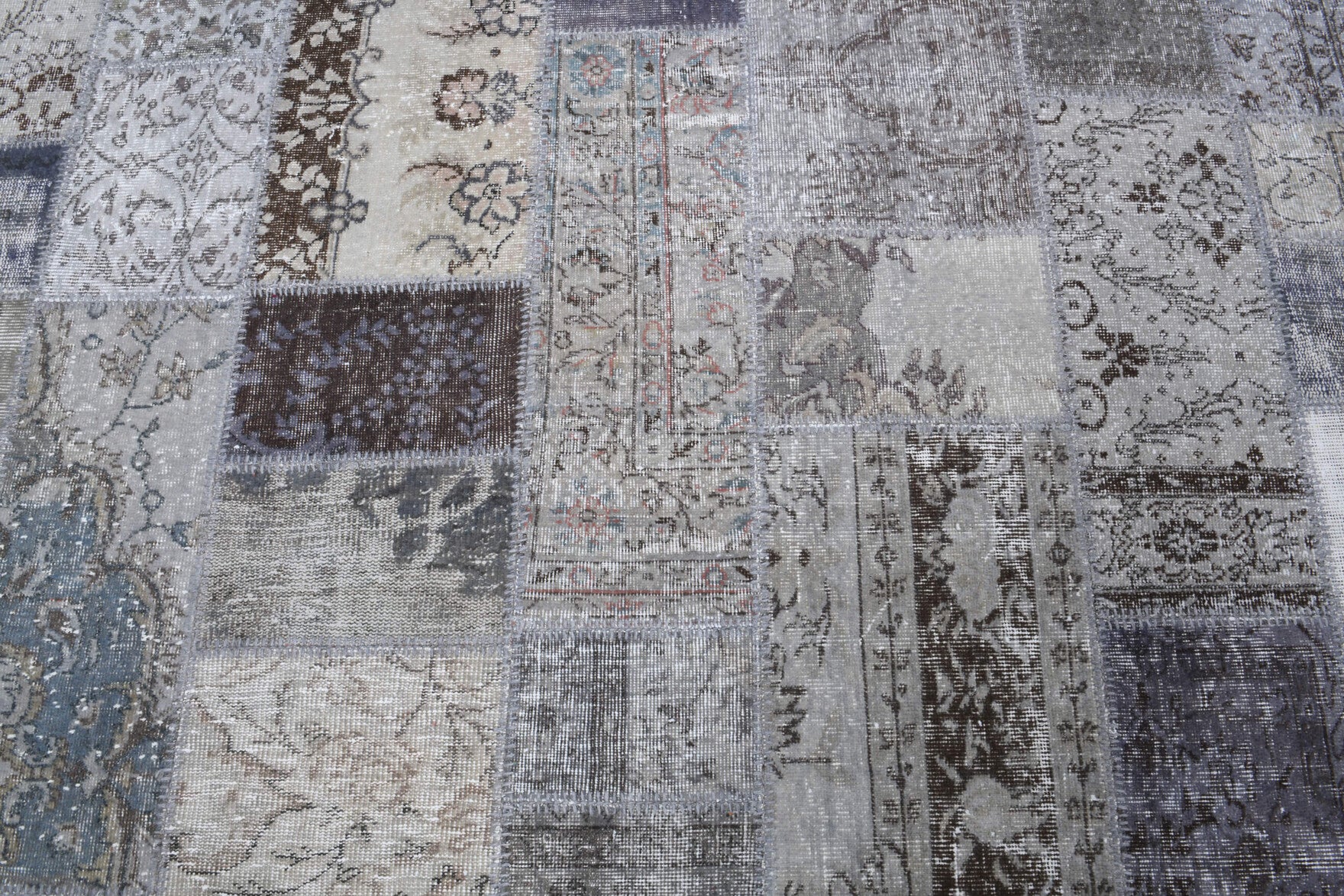 One-of-a-kind 1970s Anatolian vintage patchwork area rug in wool, 8'4" x 9'11"
