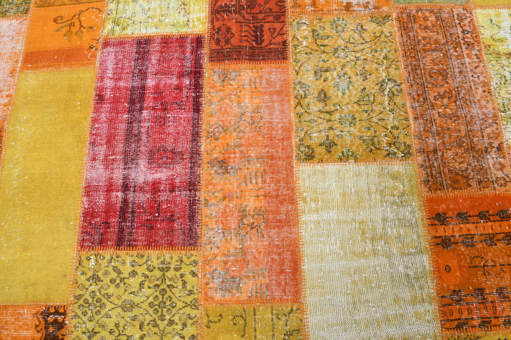 One-of-a-kind 1970s Anatolian vintage patchwork area rug in wool, 8'3" x 9'11"