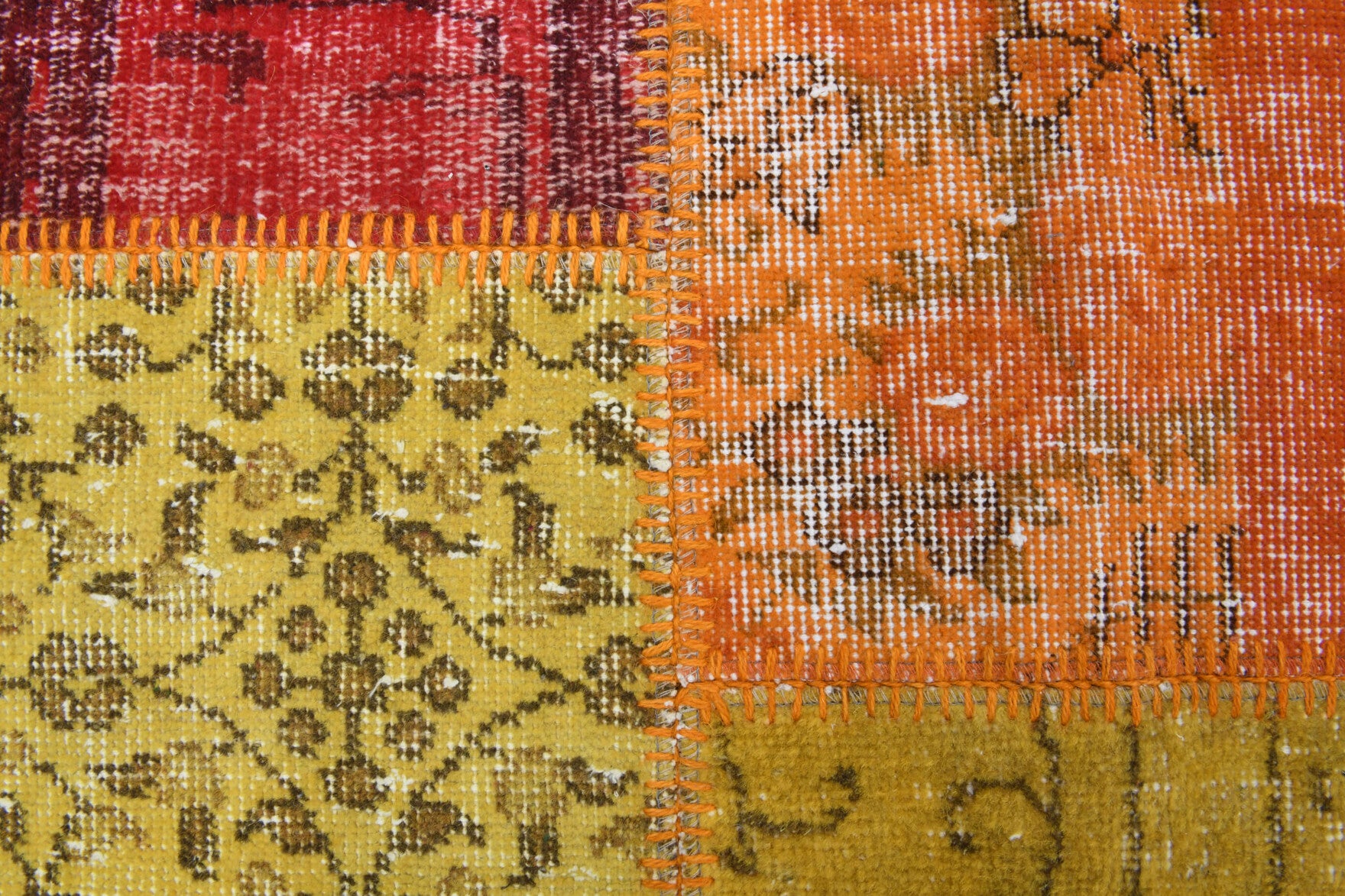 Anthophyllis rug: 1970s handmade Anatolian rug with tribal motifs and fabric backing