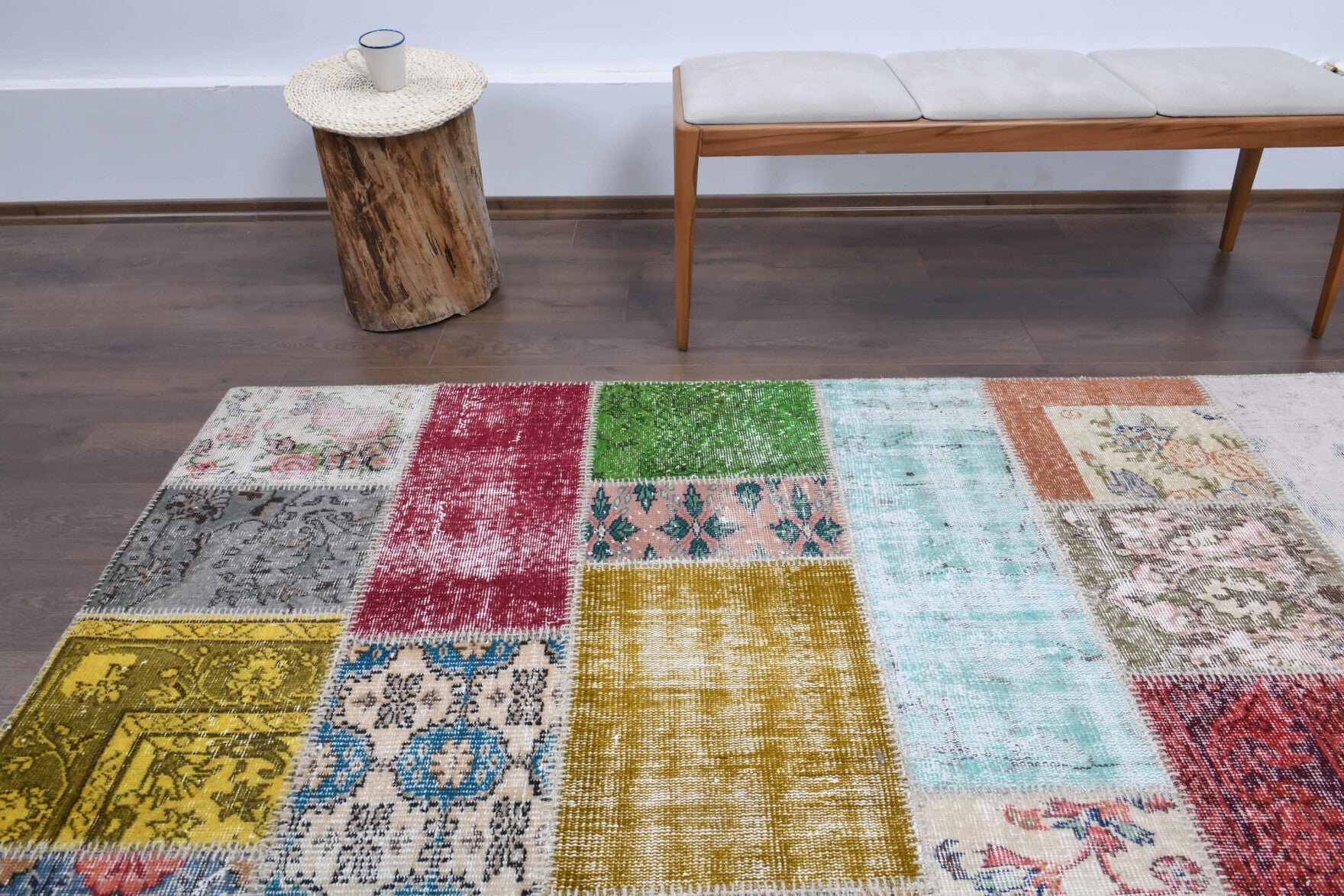 Handmade wool rug from Anatolia, Turkey – Vintage Patchwork Area Rug 8'3" x 9'10"