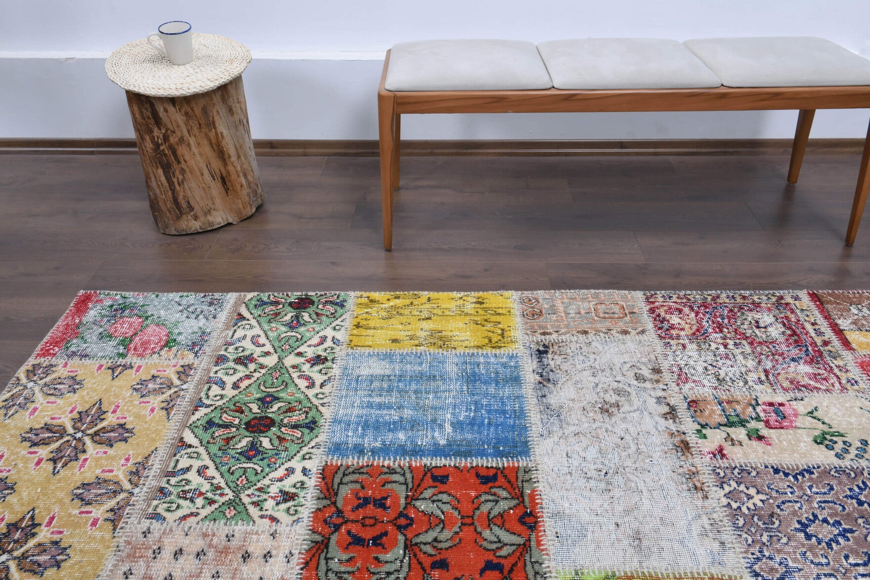 Handmade wool rug from Anatolia, Turkey – Vintage Patchwork Large Area Rug 8'4" x 9'11"