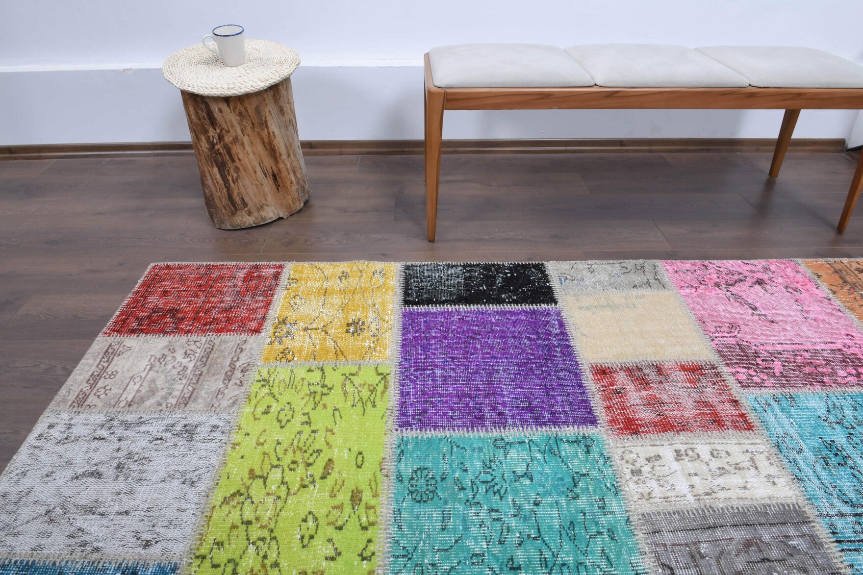 Ahuefruz – vintage floral rug for living room or bedroom, 8'4" x 9'11" (253x303 cm)
