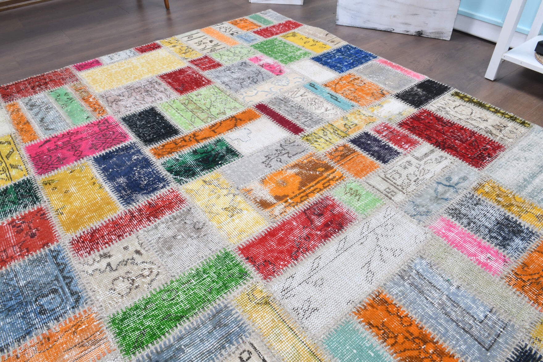 One-of-a-kind 1970s Anatolian vintage patchwork area rug in wool, 8'3" x 11'4"