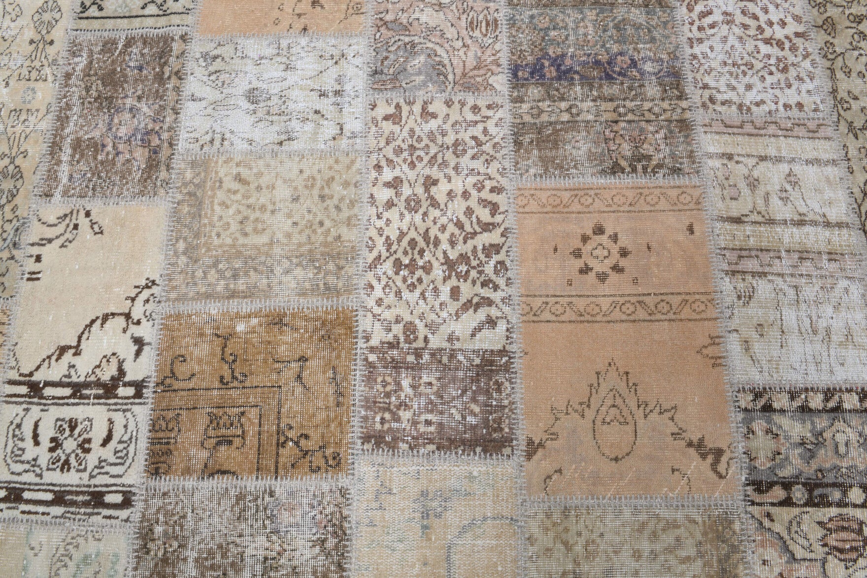 One-of-a-kind 1970s Anatolian vintage patchwork area rug in wool, 8'4" x 11'5"
