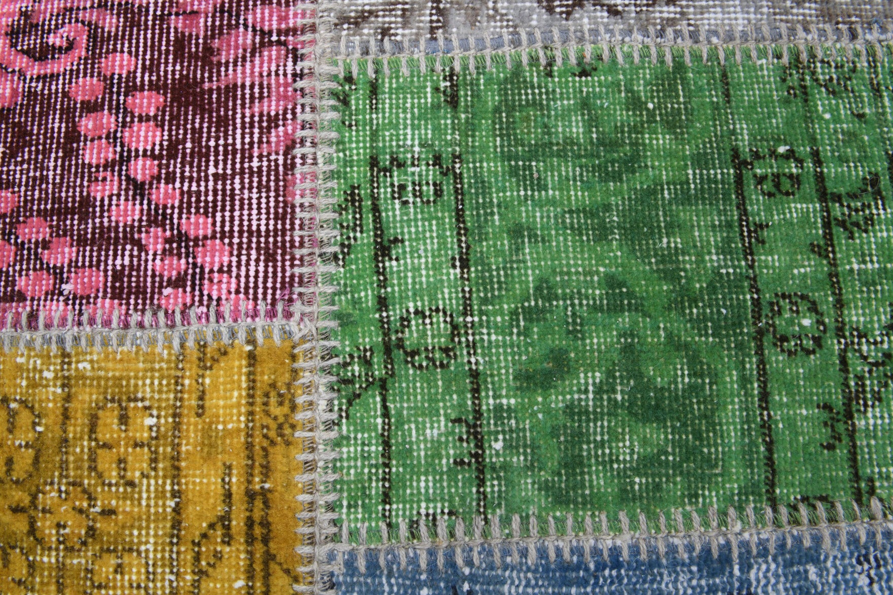 Alevsad rug: 1970s handmade Anatolian rug with tribal motifs and fabric backing