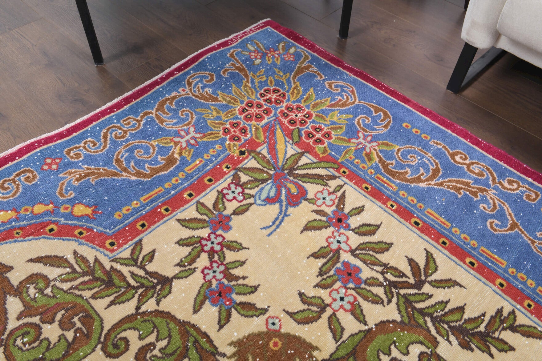 240x345 cm vintage Persian area rug – Goktac, low pile, wool