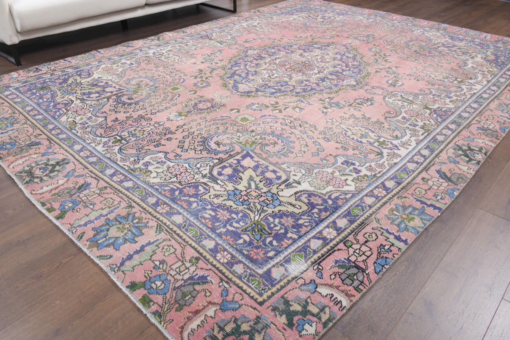 Kamelyanaz rug: 1970s handmade Persian rug with oriental motifs and cotton backing