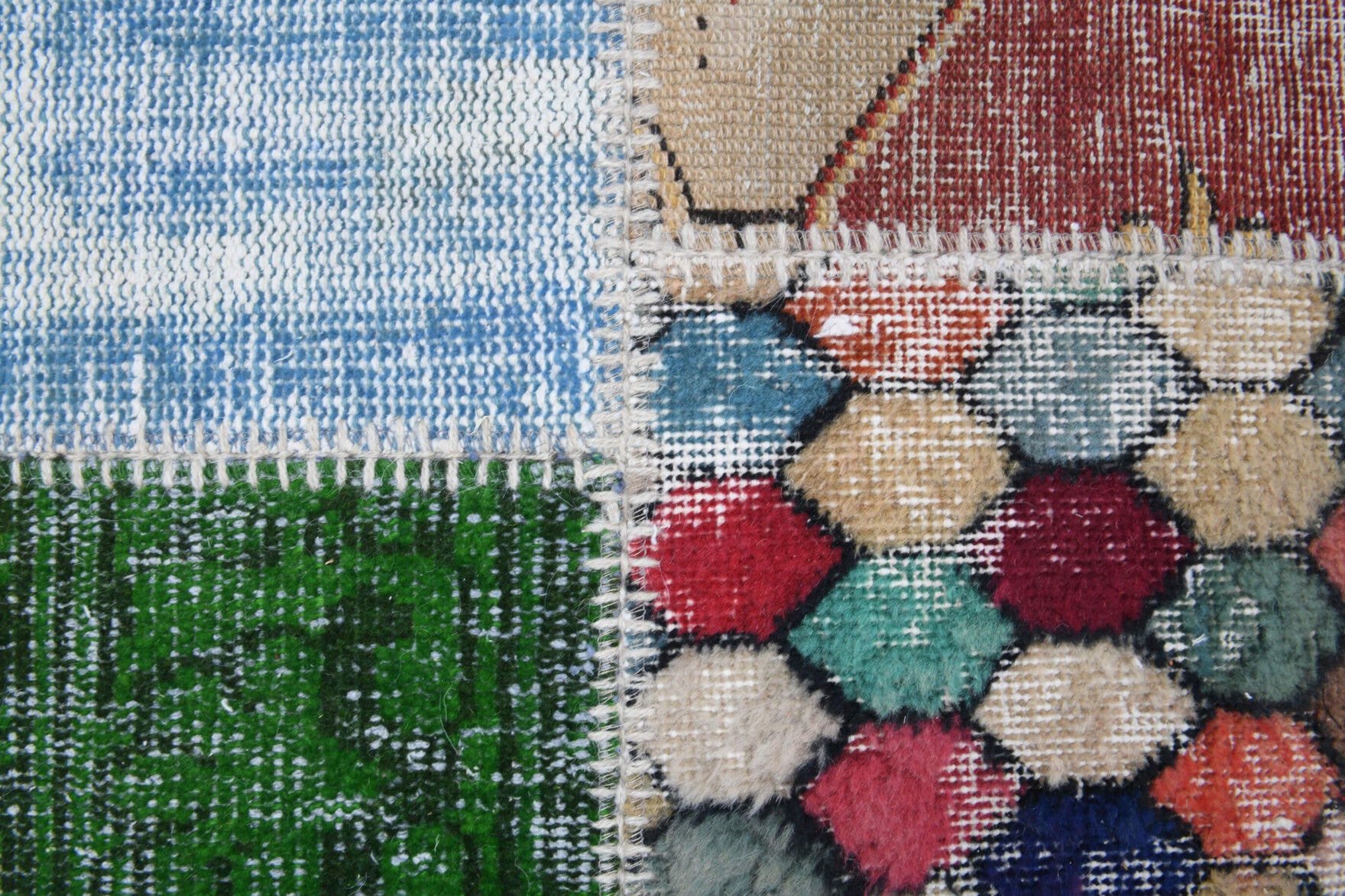 One-of-a-kind 1970s Anatolian vintage patchwork area rug in wool, 8'3" x 11'6"