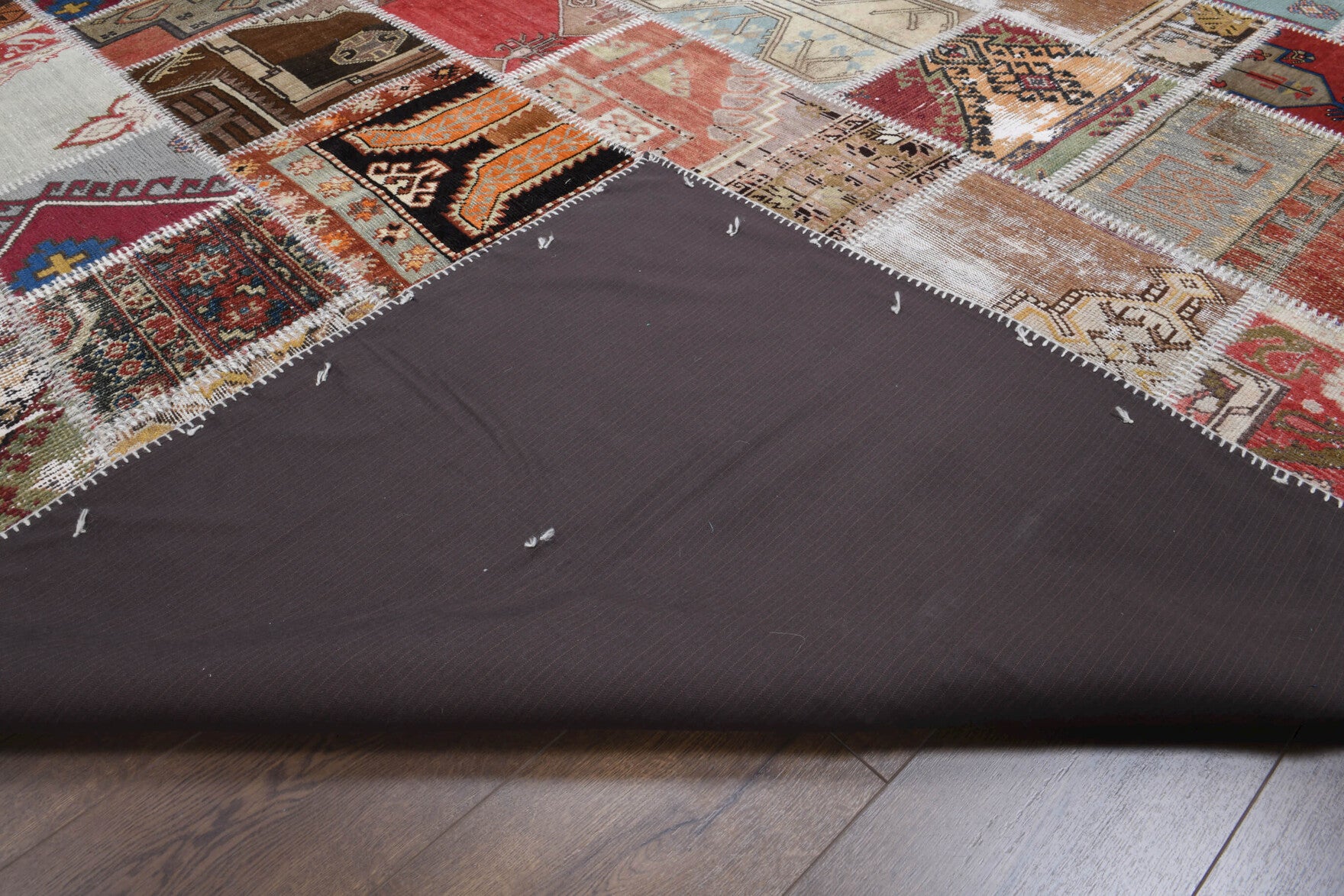 Handmade wool rug from Anatolia, Turkey – Vintage Patchwork Large Area Rug 8'4" x 11'6"