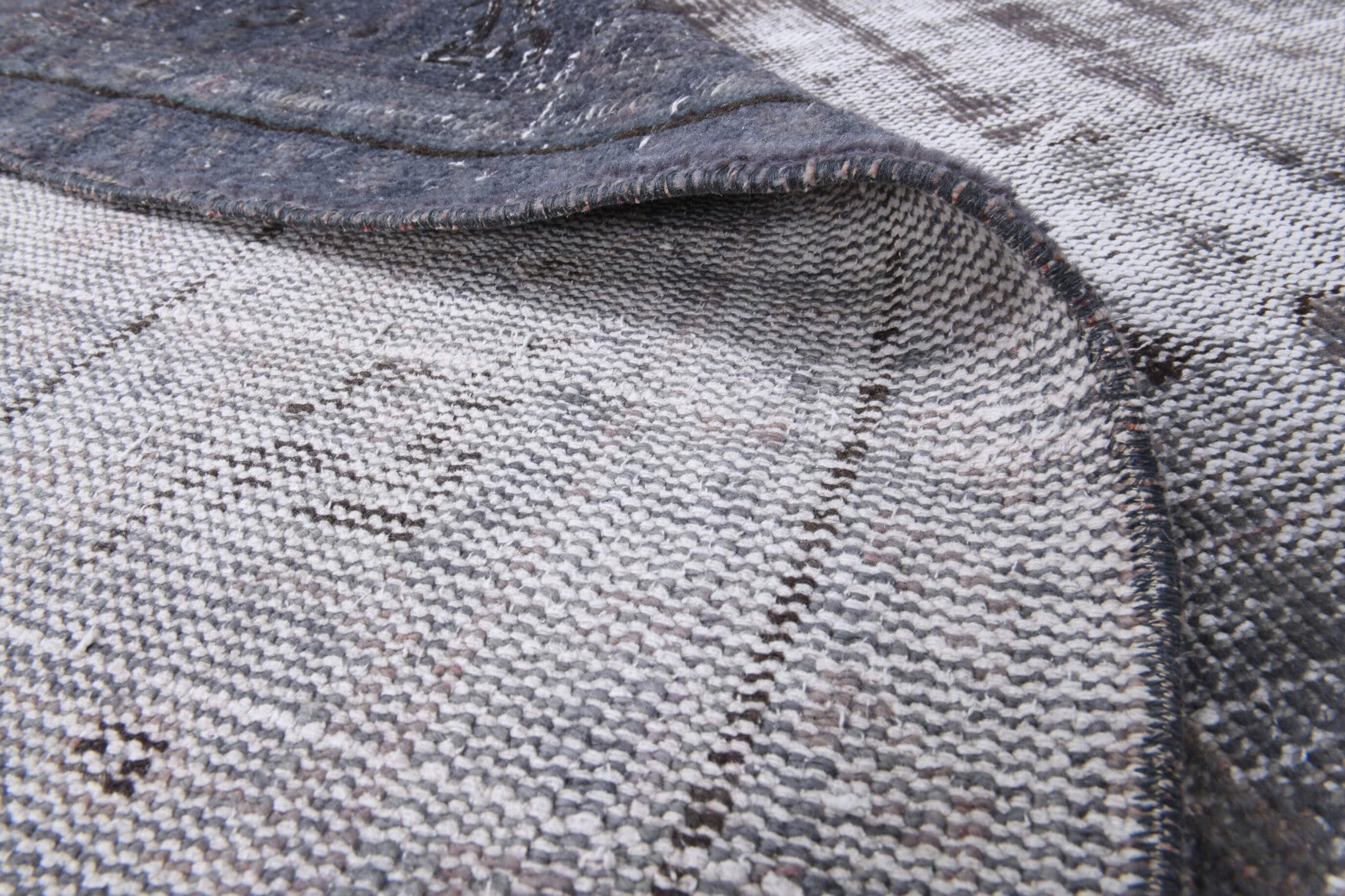Authentic Anatolian distressed vintage area rug (1960s) with solid design – one-of-a-kind at Fame Rugs