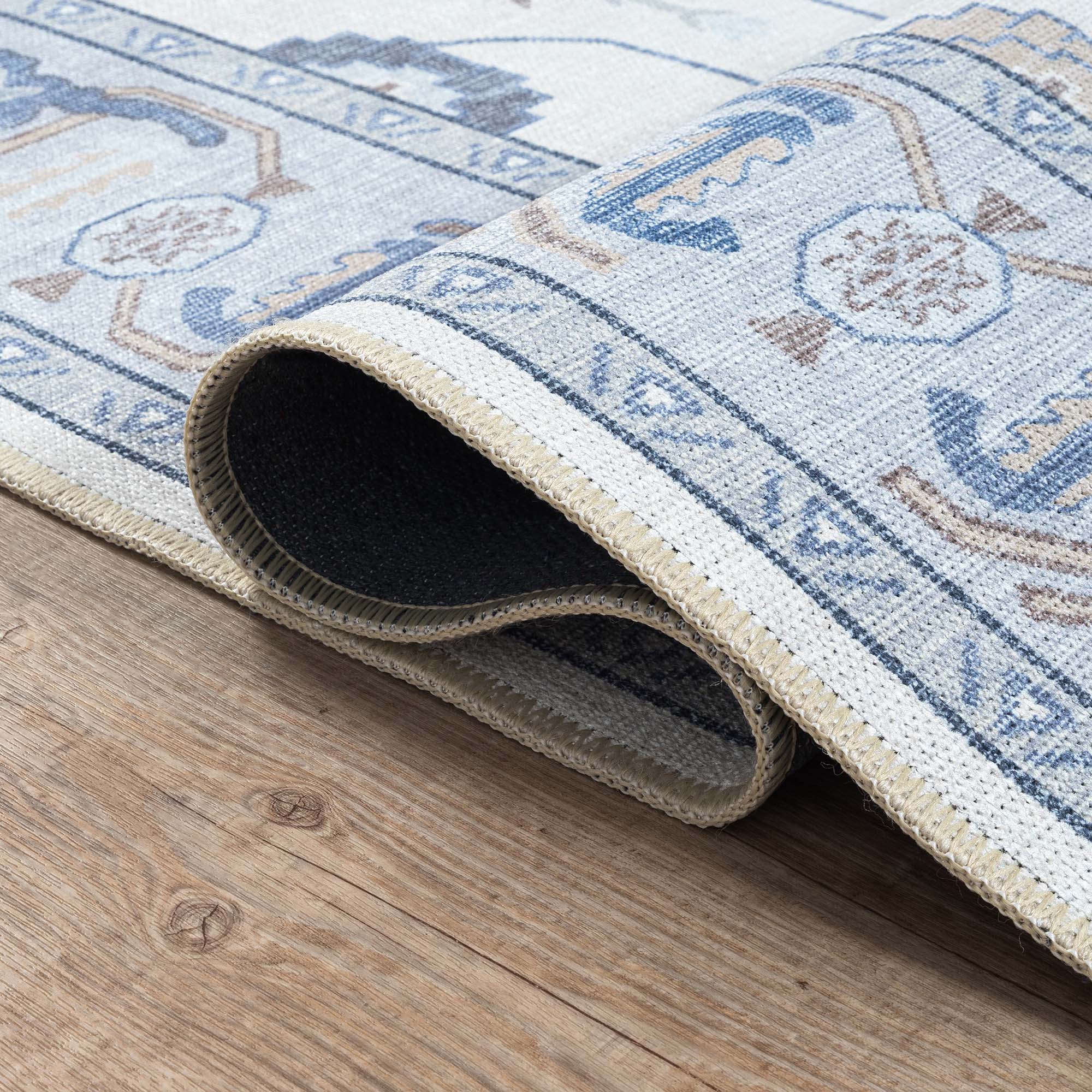 Adler Navy Blue Gray Modern Oushak Rug