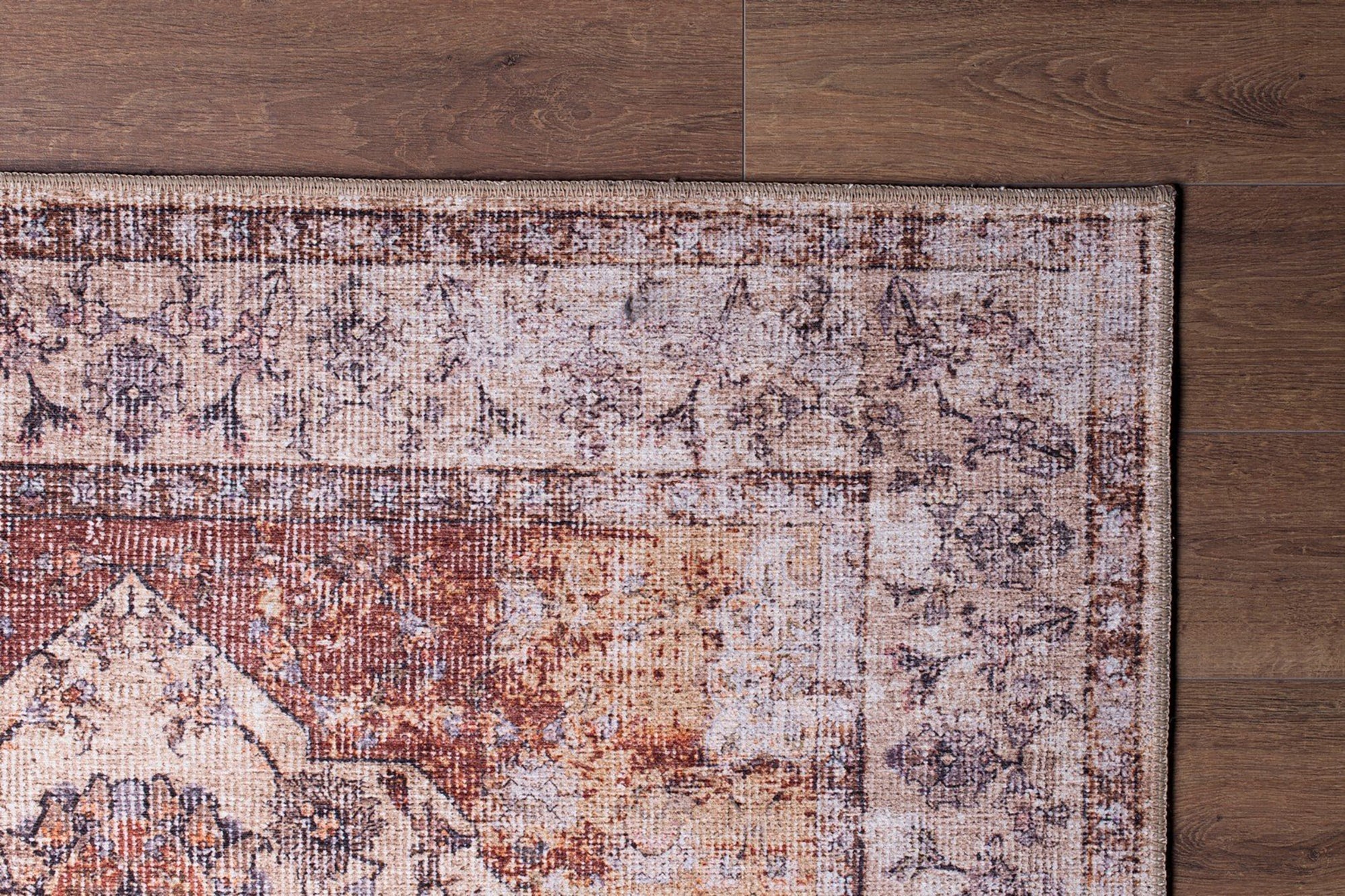 Aisha Oriental Distressed Red and Beige Rug