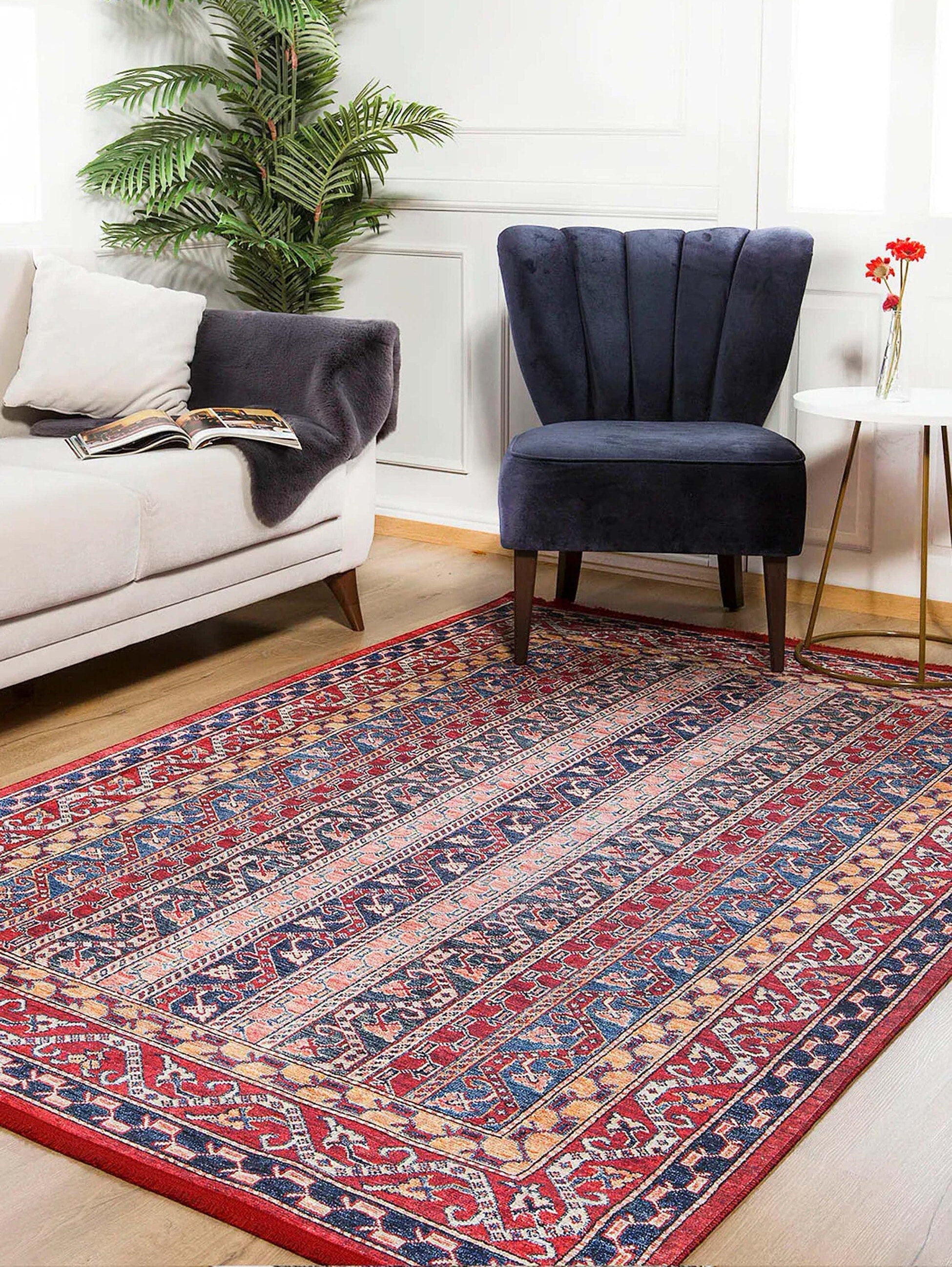Alaska Red Turkish Kilim Striped Rug