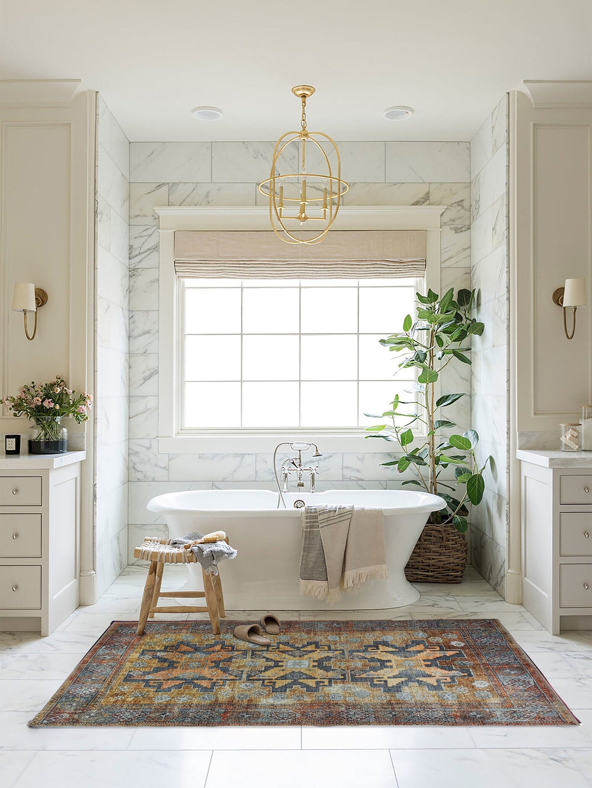 Alma2 Vintage Turkish Yellow Antique Rug