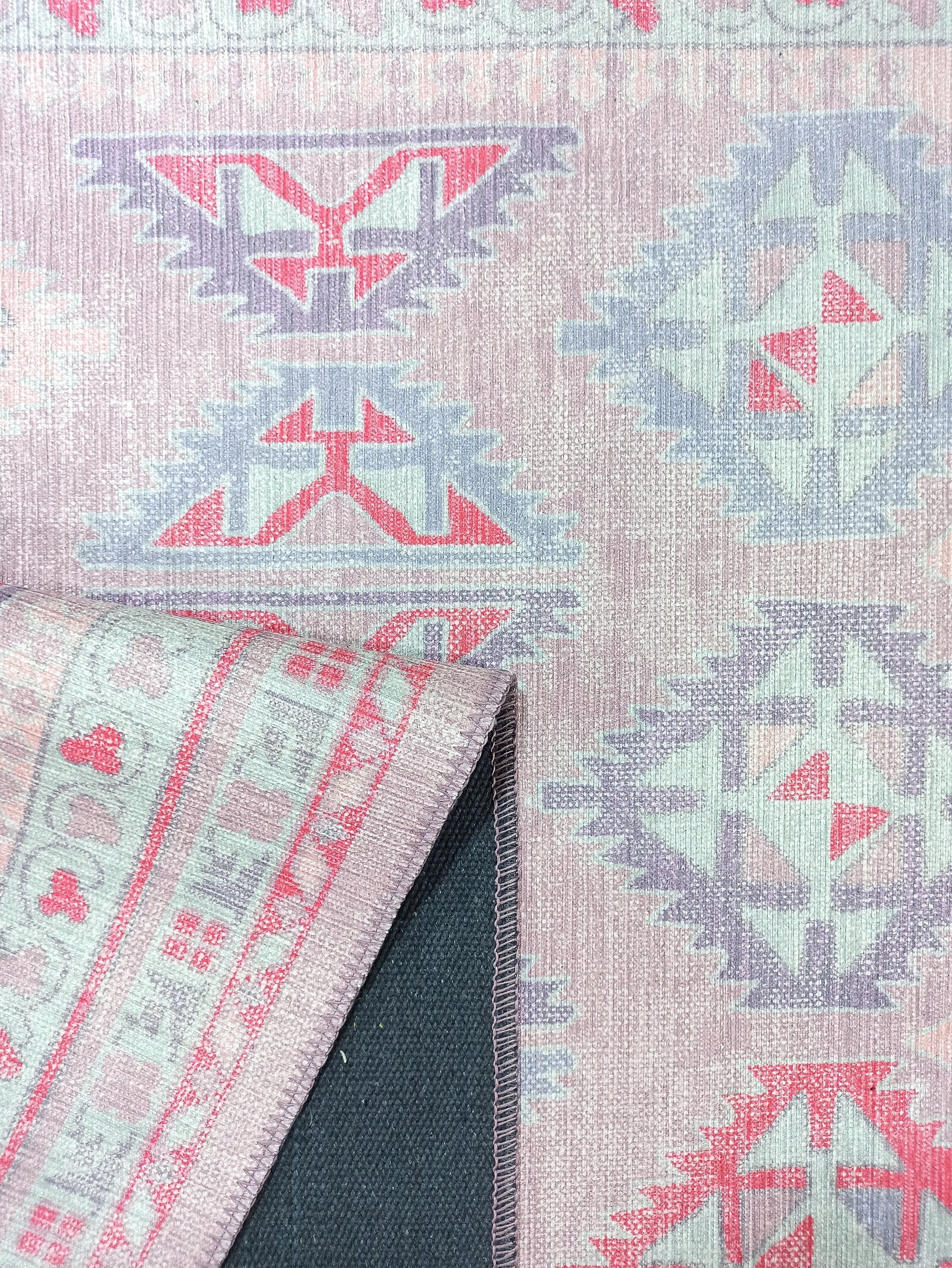 Alora Pink & Lavender Herki Vintage Oushak Rug