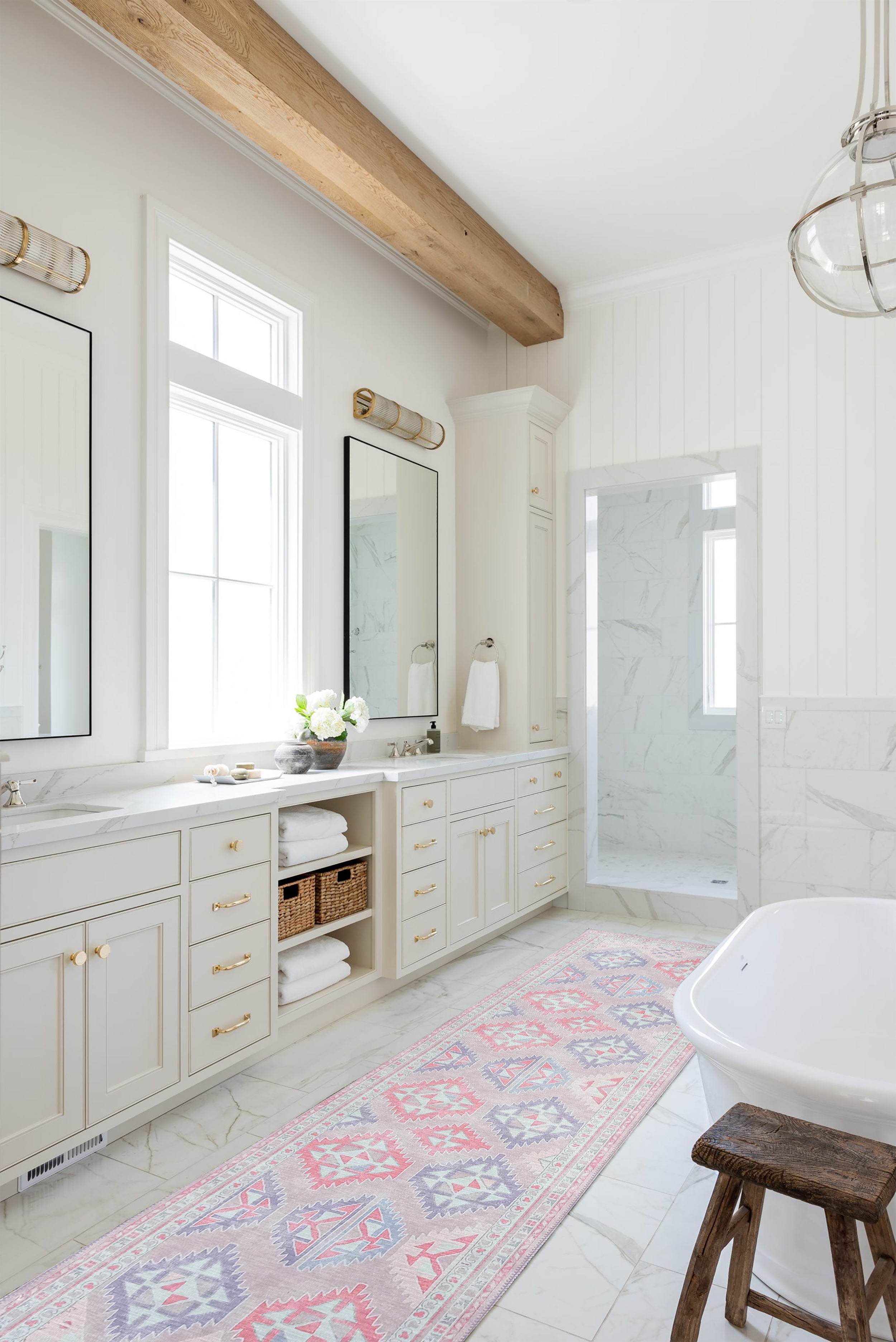 Alora Pink & Lavender Herki Vintage Oushak Rug