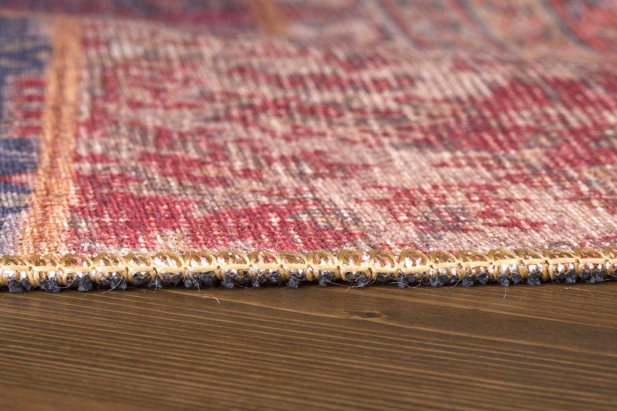 Alov Traditional Red & Navy Blue Rug