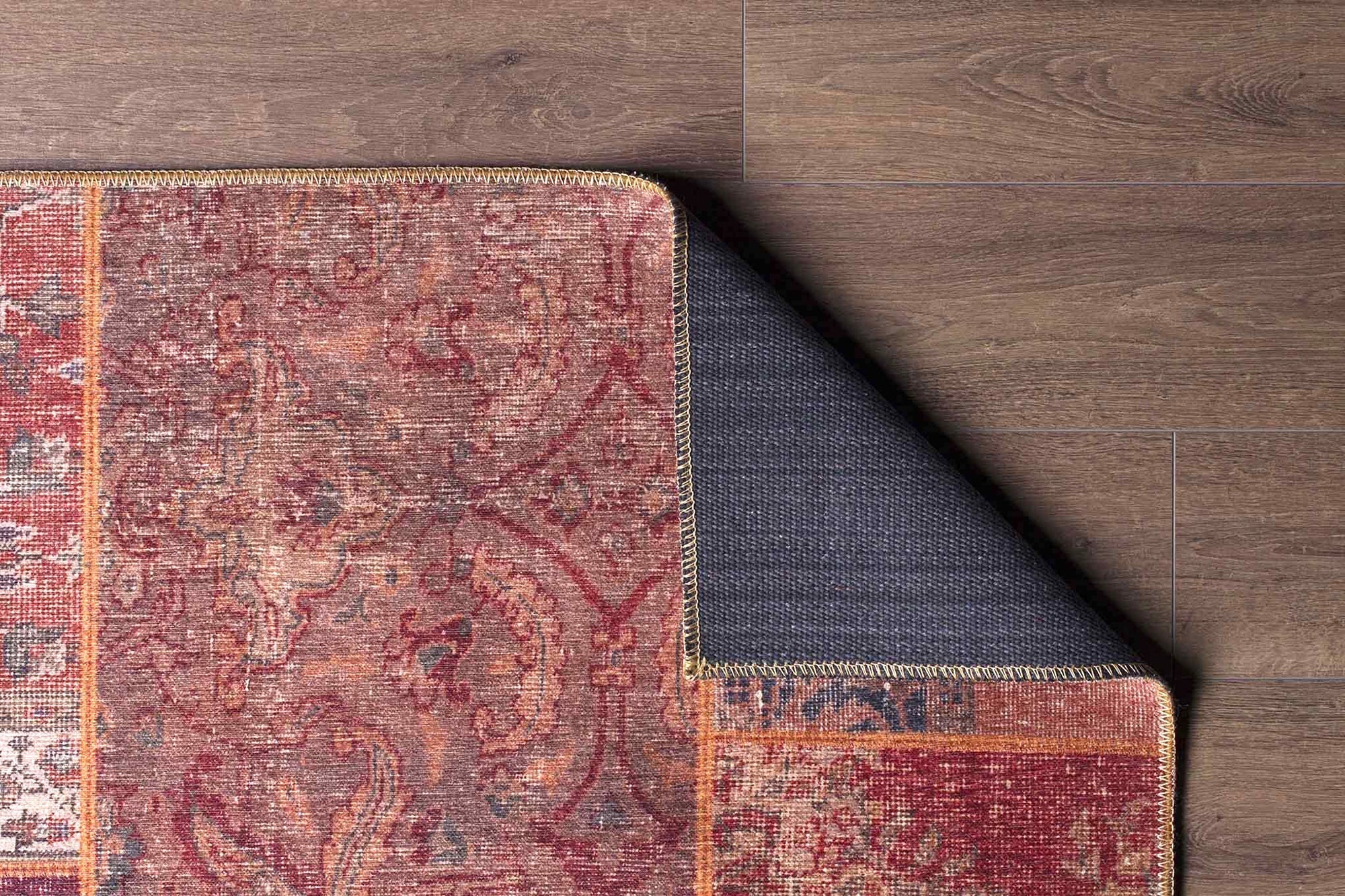 Alov Traditional Red & Navy Blue Rug