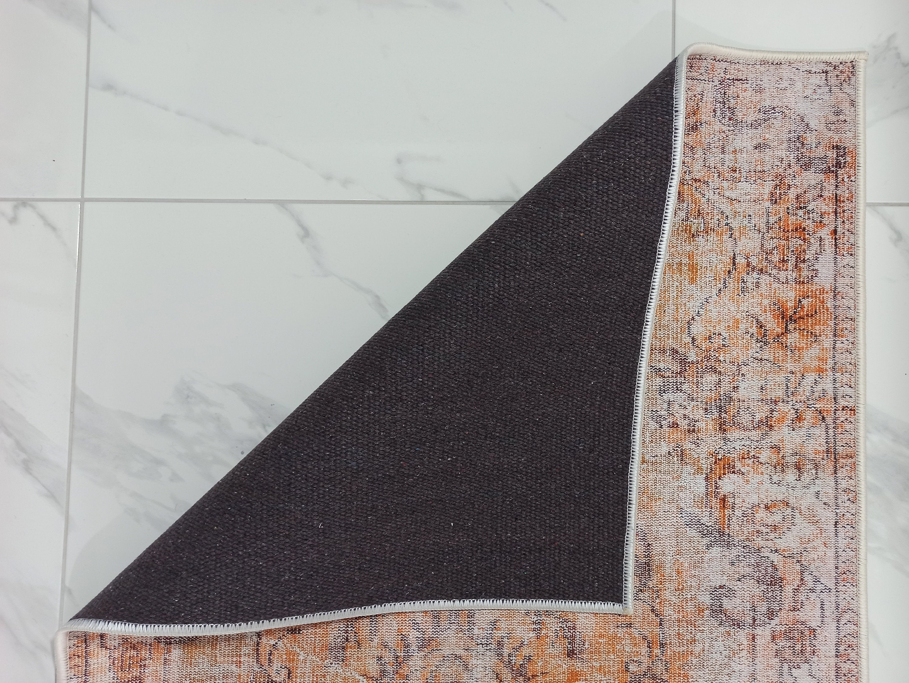 Alya2 Runner Turkish Vintage Faded Orange Runner Rug