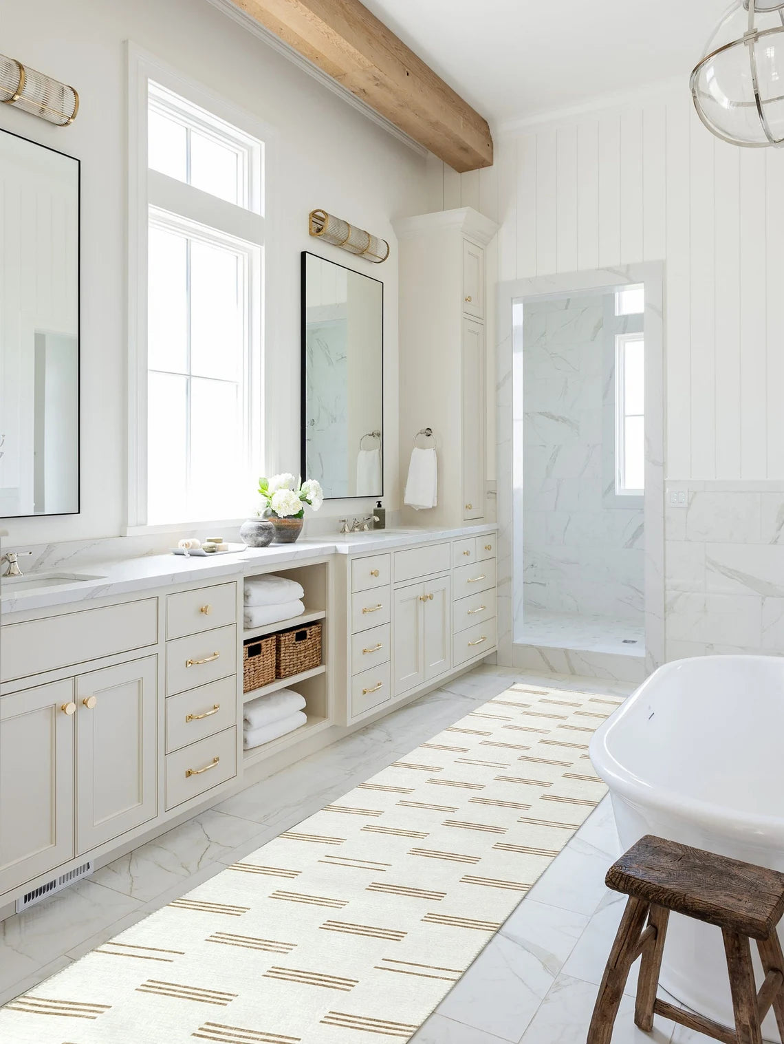 Ana Rug Turkish Neutral Striped Faded Beige Brown Rug