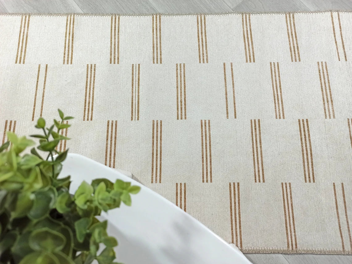 Ana Rug Turkish Neutral Striped Faded Beige Brown Rug