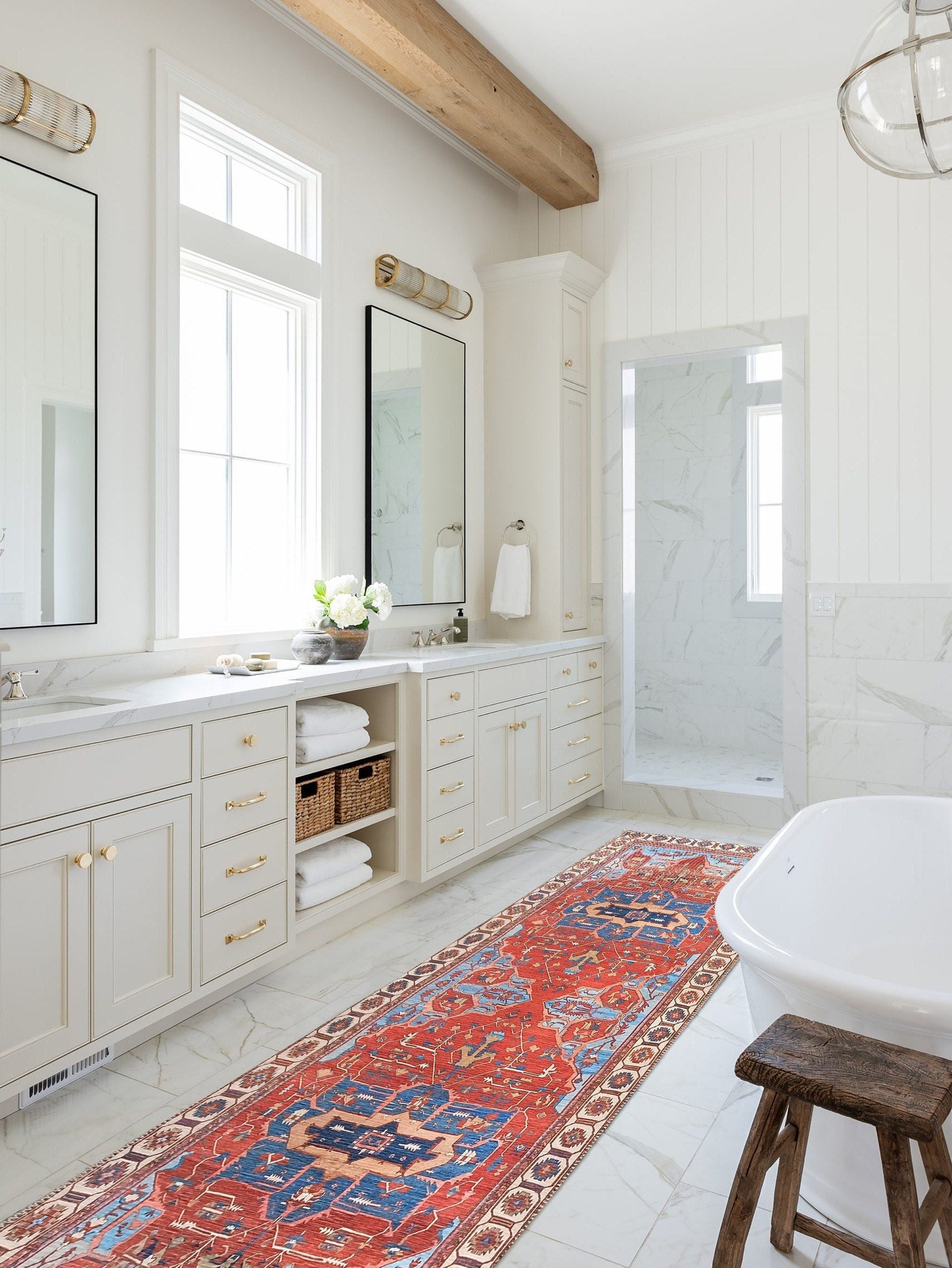 Ari Rug Antique Oriental Turkish Red & Blue Rug