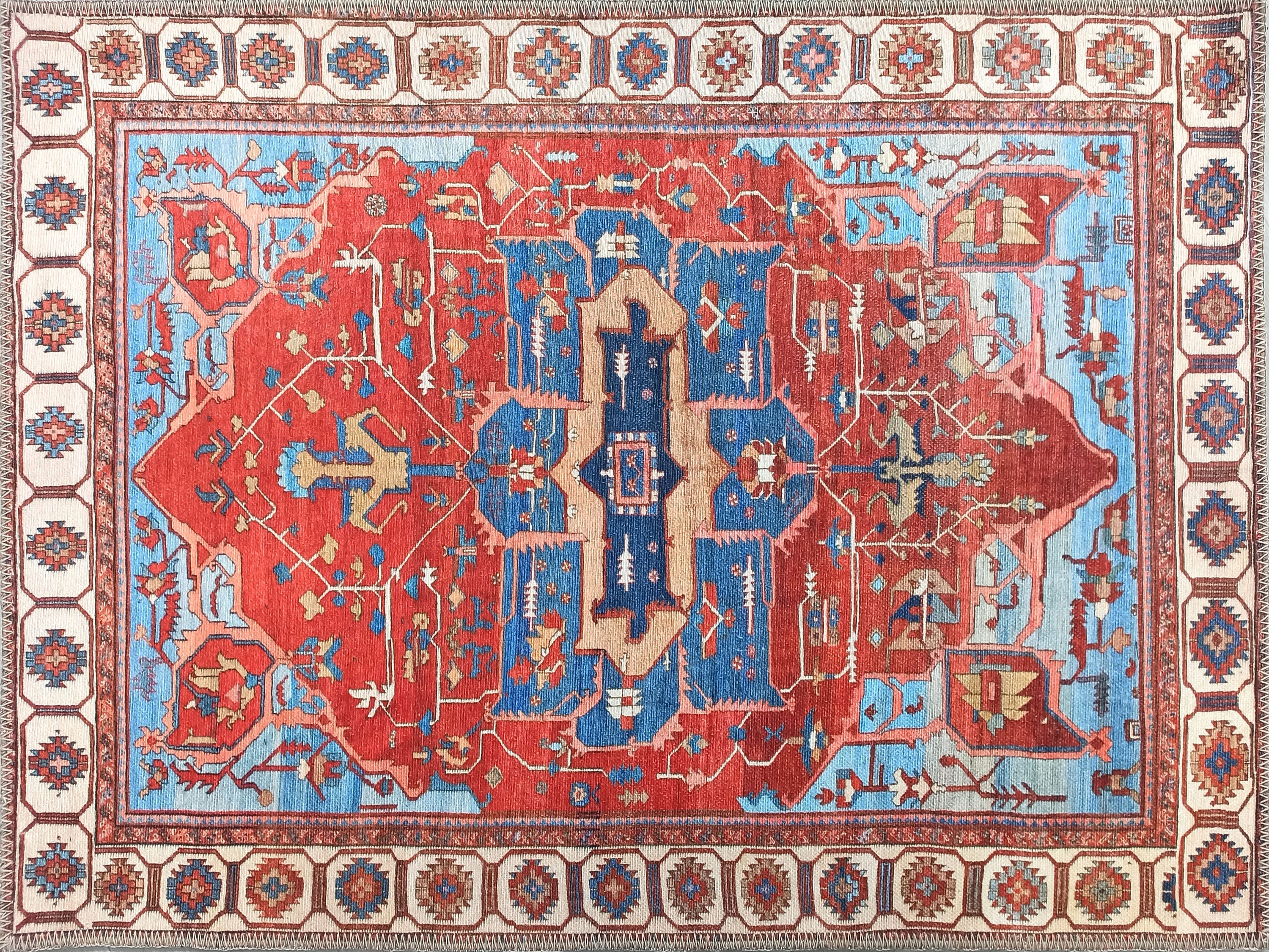 Ari Rug Antique Oriental Turkish Red & Blue Rug