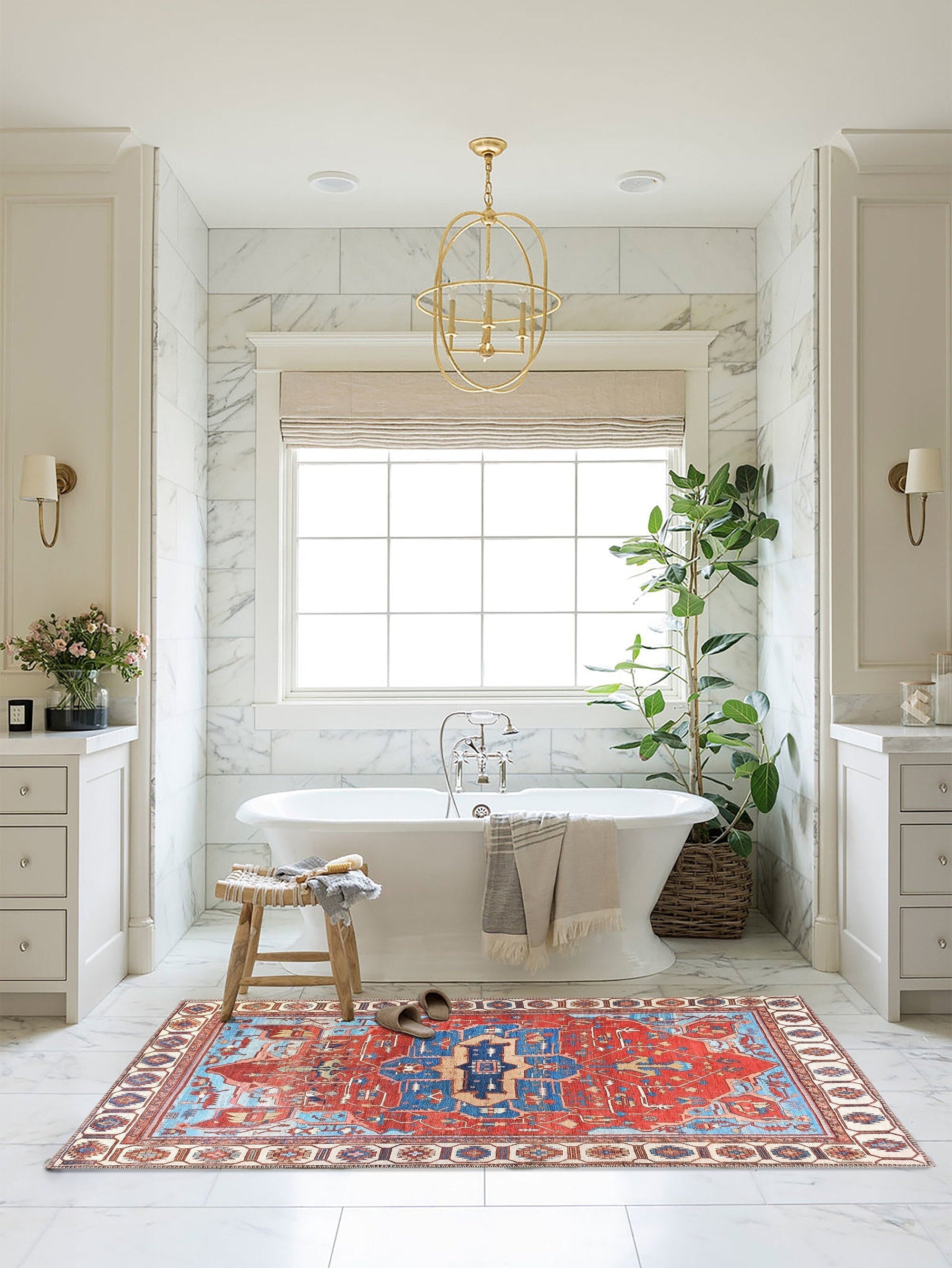 Ari Rug Antique Oriental Turkish Red & Blue Rug