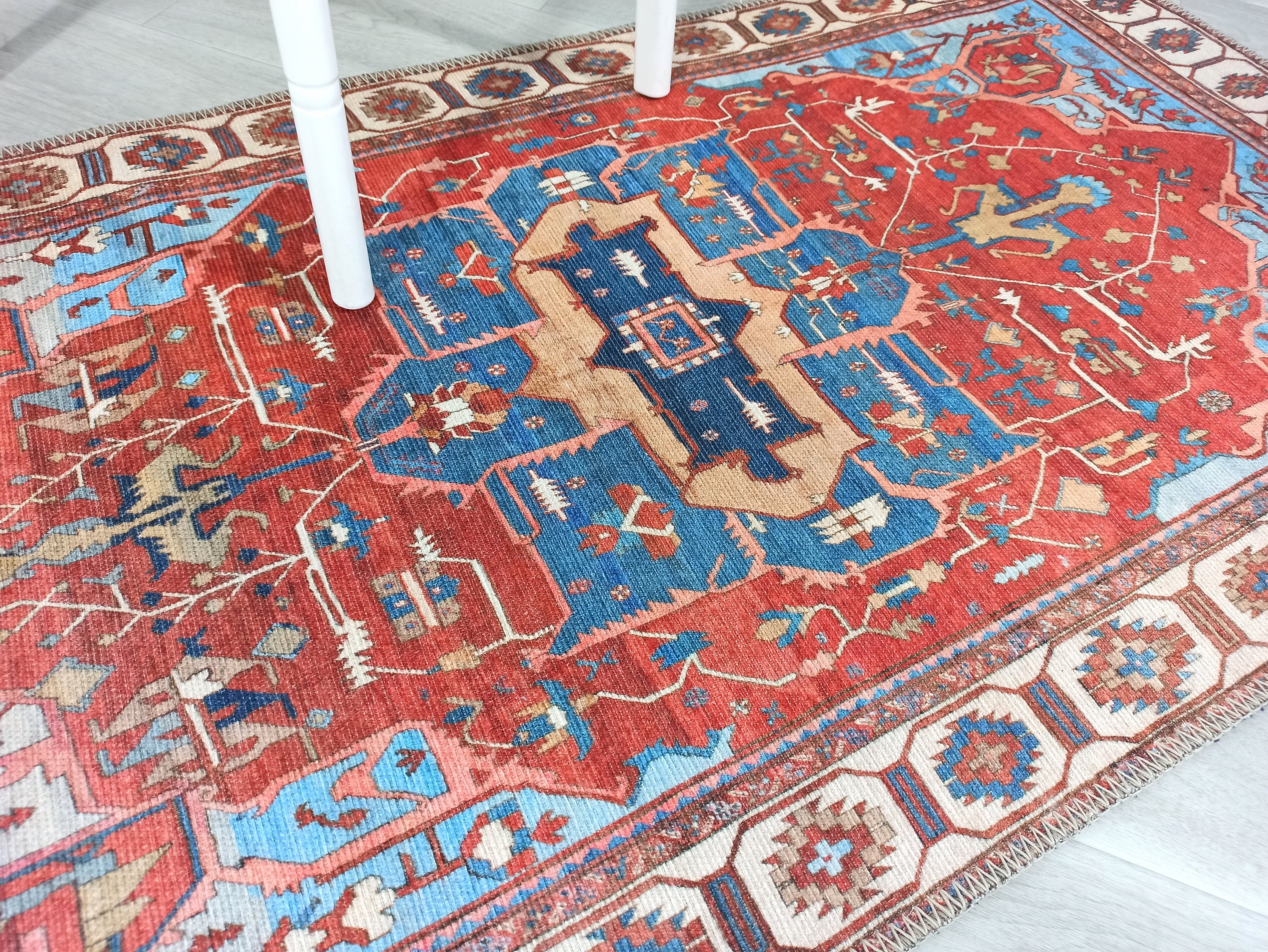Ari Rug Antique Oriental Turkish Red & Blue Rug