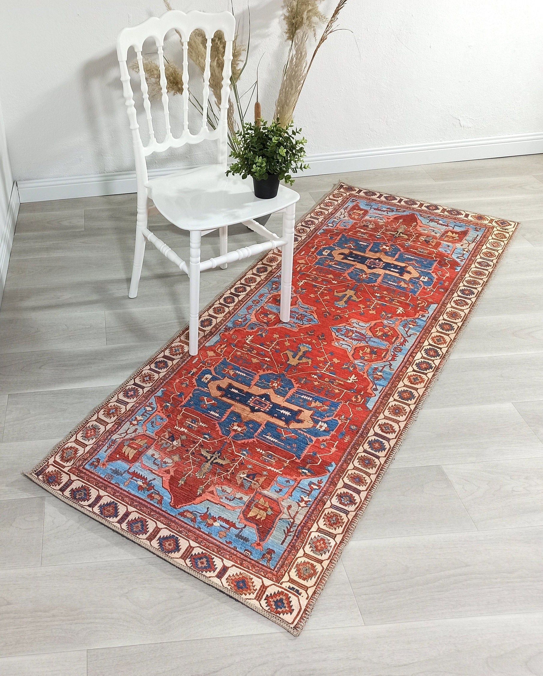 Ari Rug Antique Oriental Turkish Red & Blue Rug