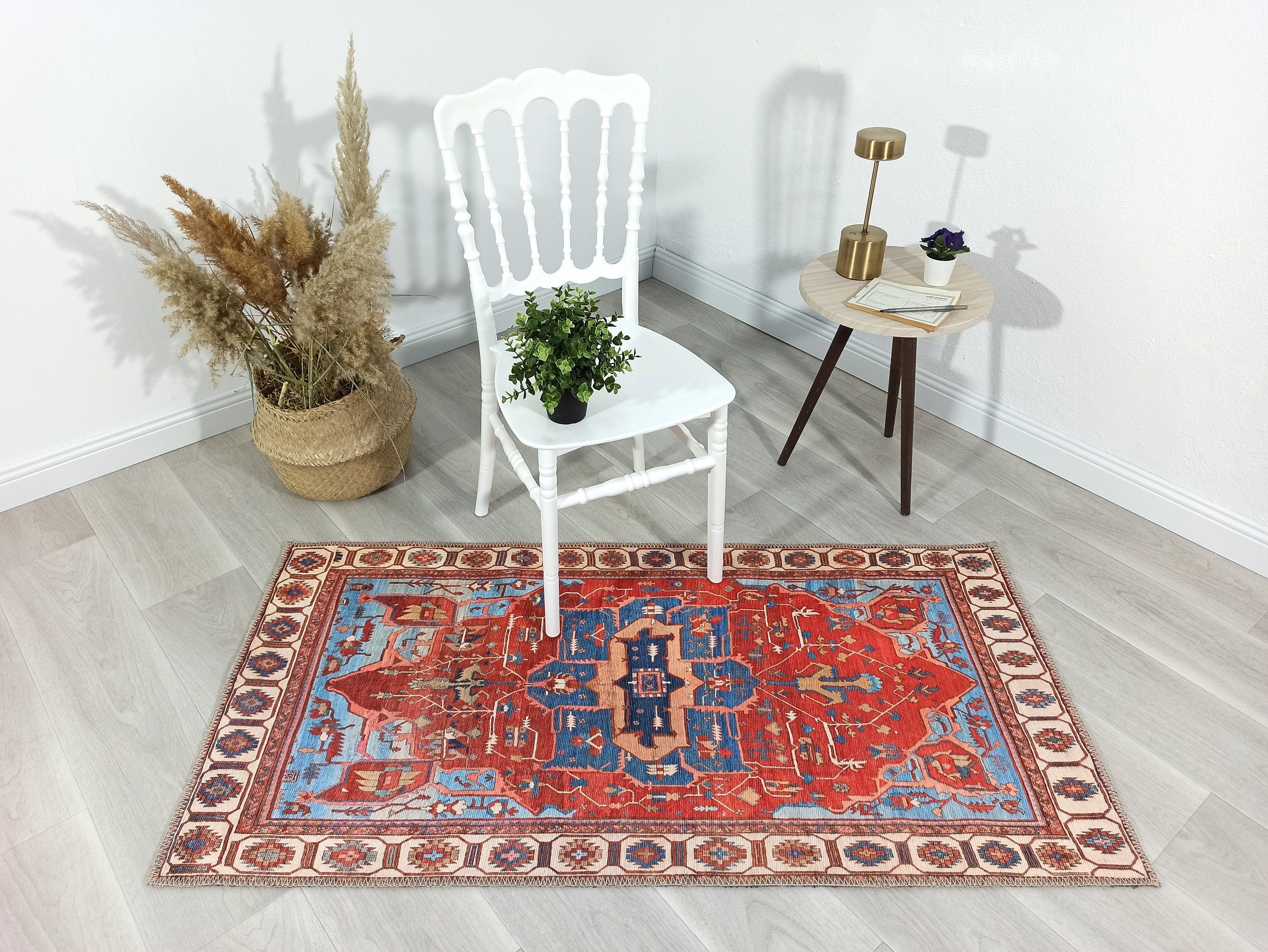Ari Rug Antique Oriental Turkish Red & Blue Rug