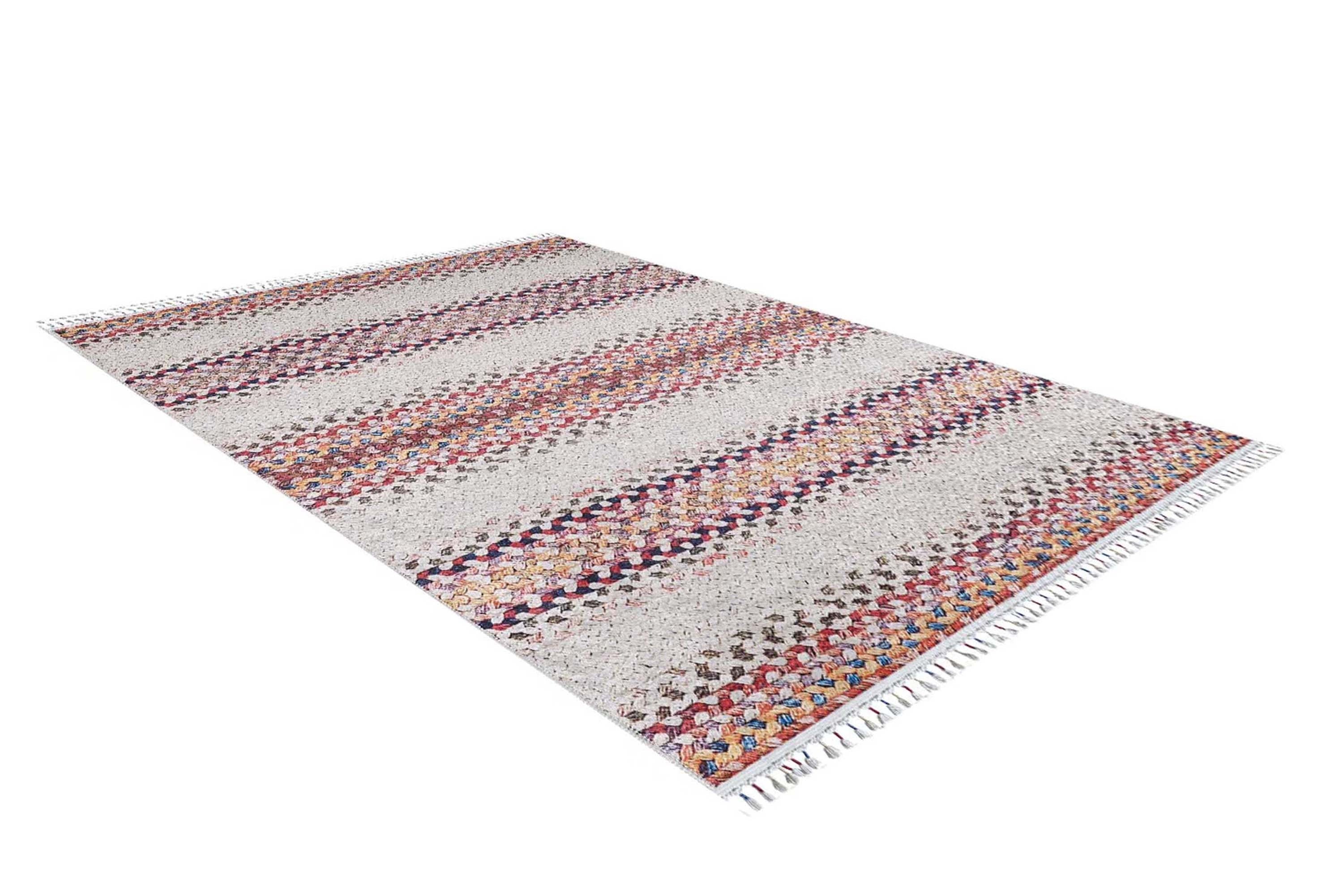 Ariana Neutral White Flatweave Colorful Rug