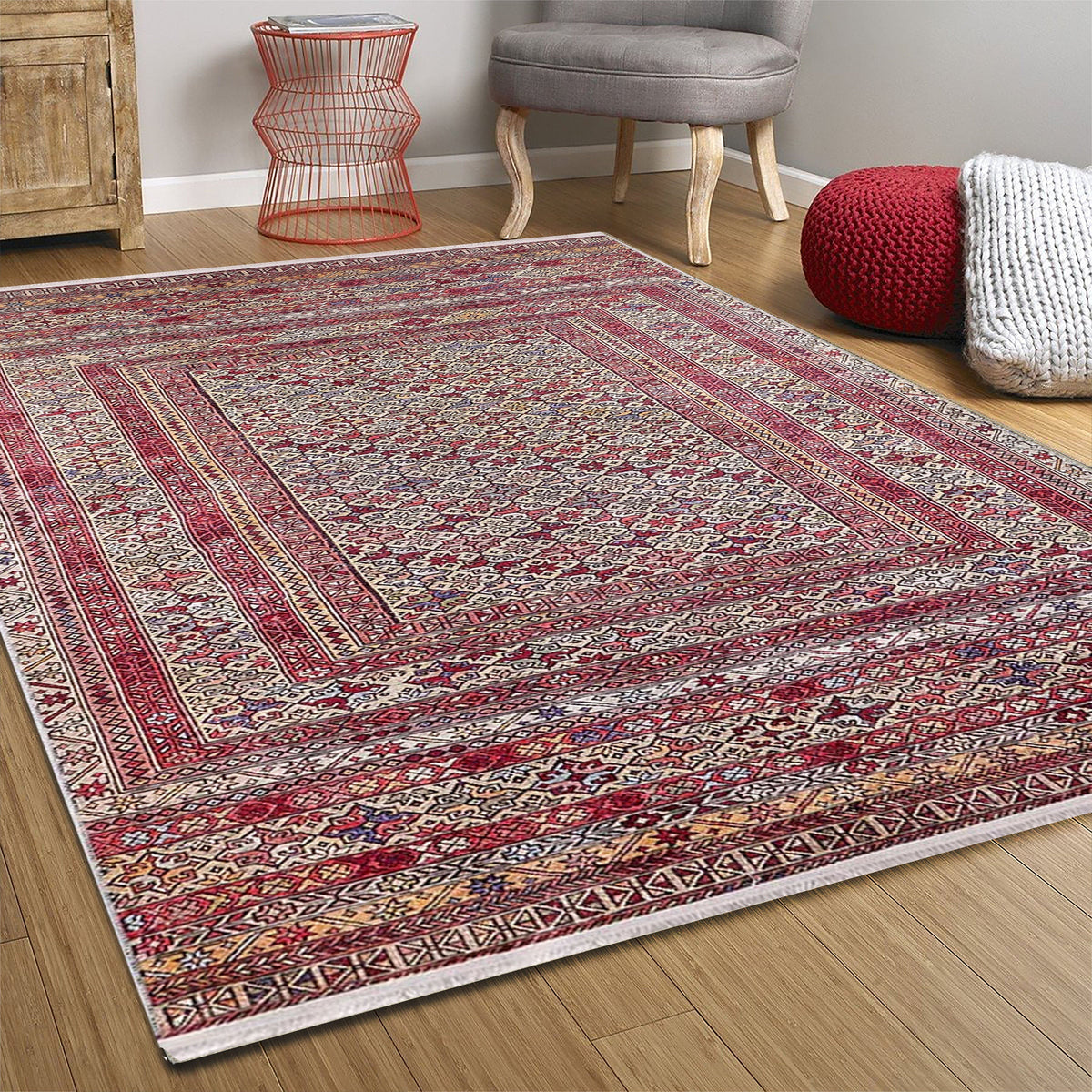 Arsa Pe Rug Arsa Turkish Oushak Red Beige Rug – fame