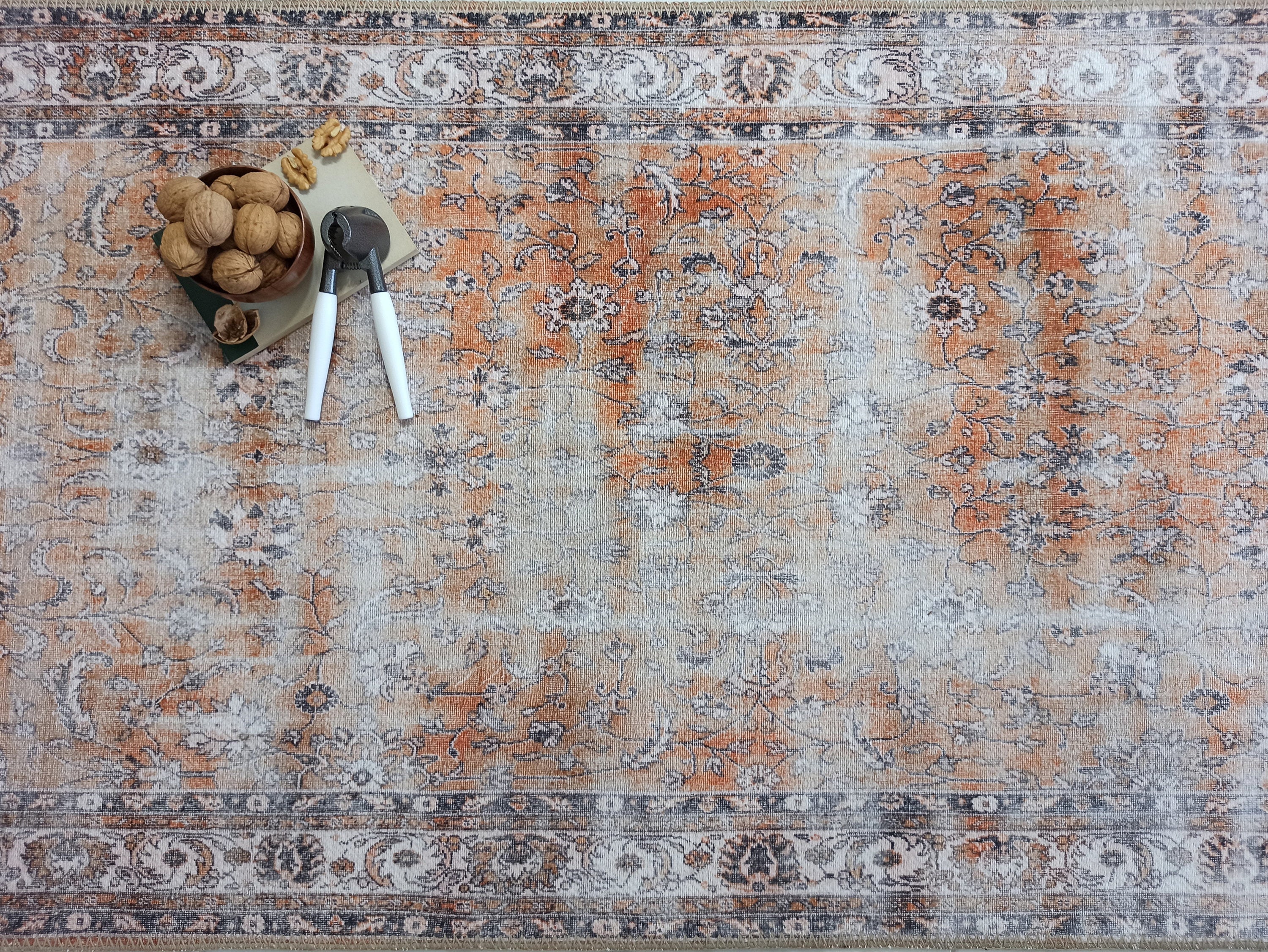 Arva Turkish Faded Orange and Brown Rug