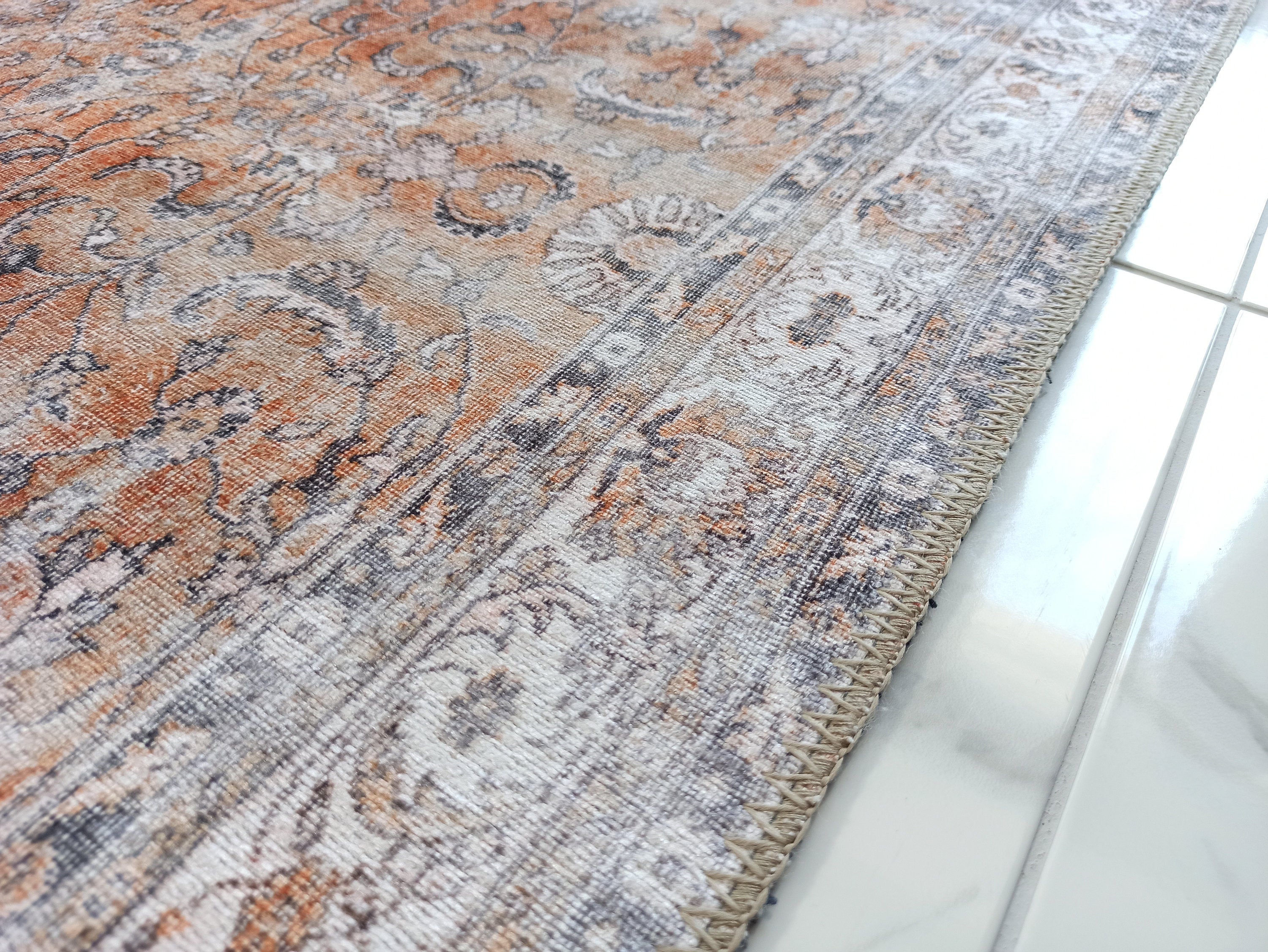 Arva Turkish Faded Orange and Brown Rug