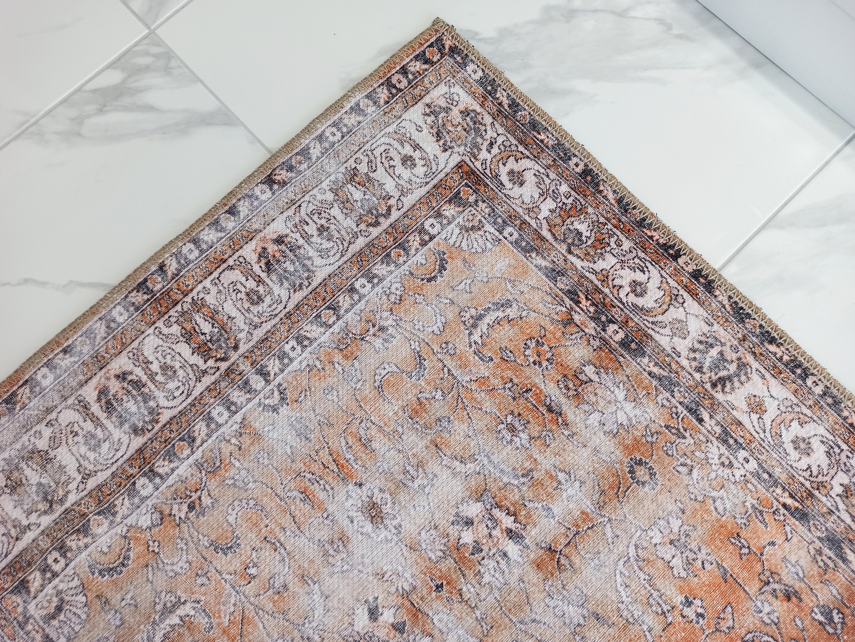 Arva Turkish Faded Orange and Brown Rug
