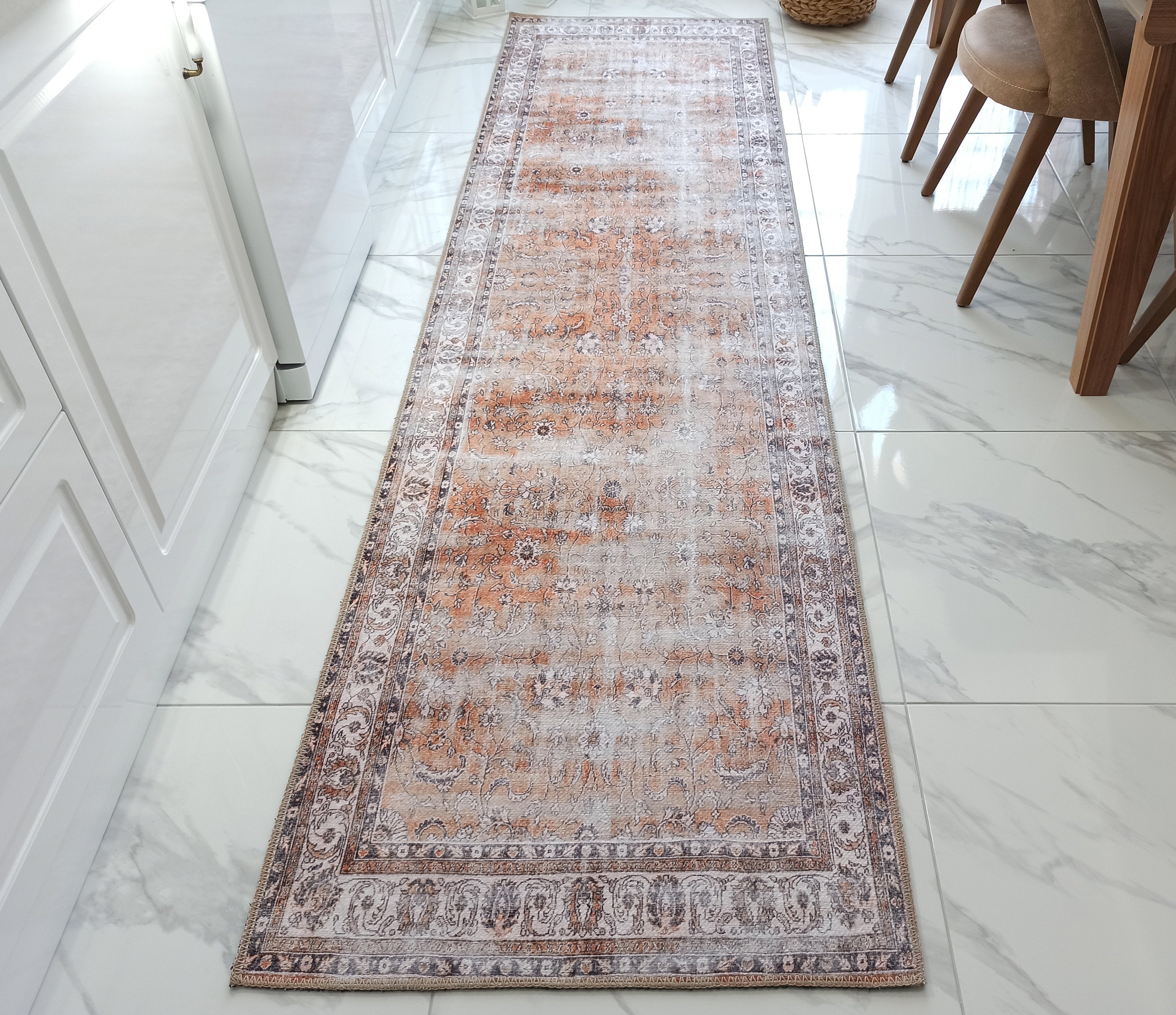 Arva Turkish Faded Orange and Brown Rug