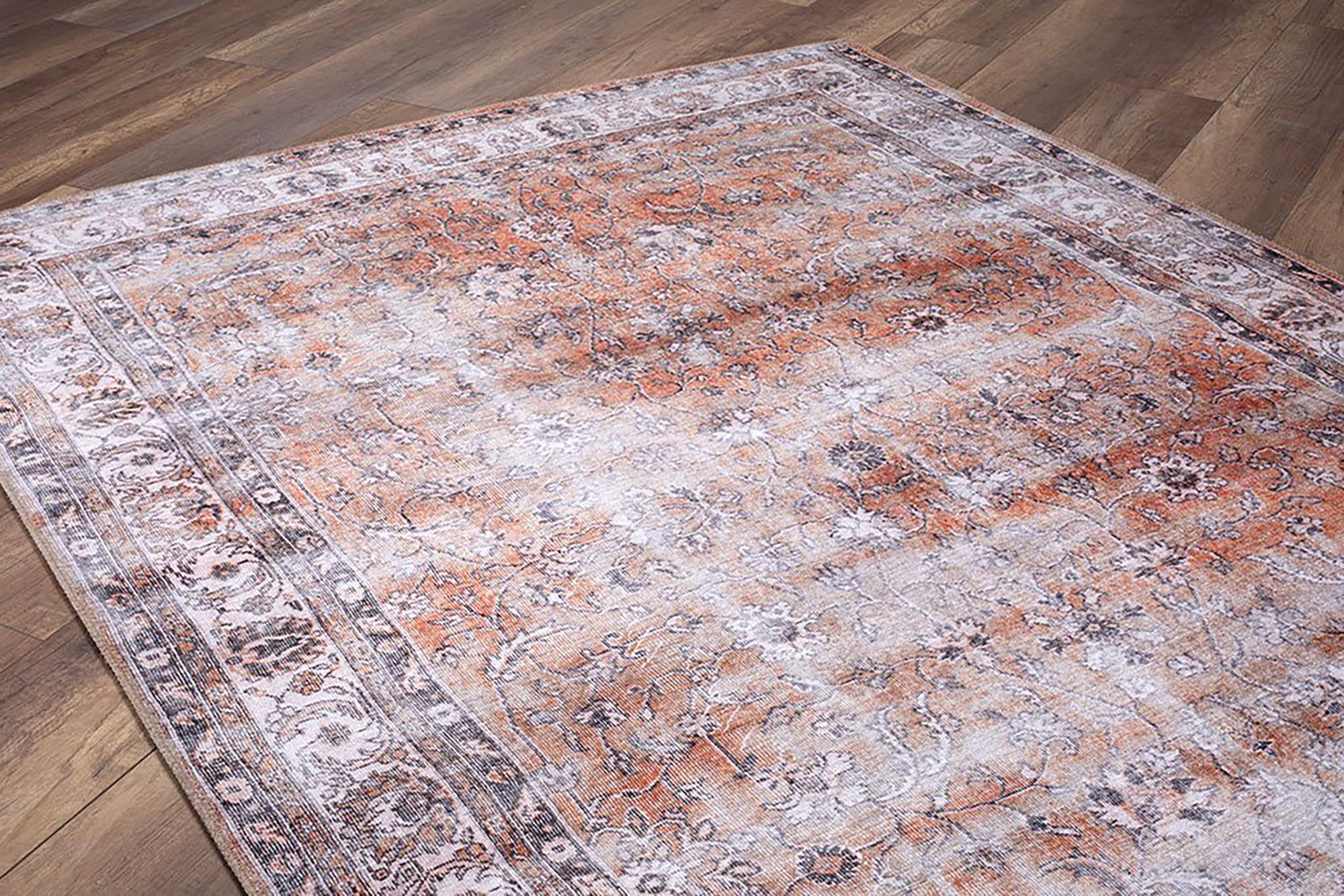 Arva Turkish Faded Orange and Brown Rug