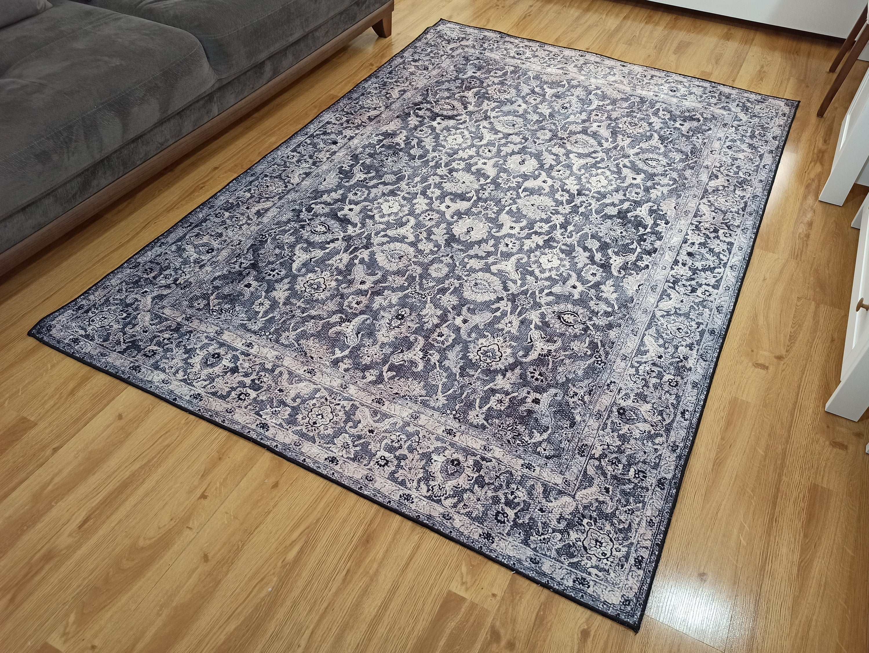 Asena Area Rug | Persian Navy Blue Gray Faded Rug
