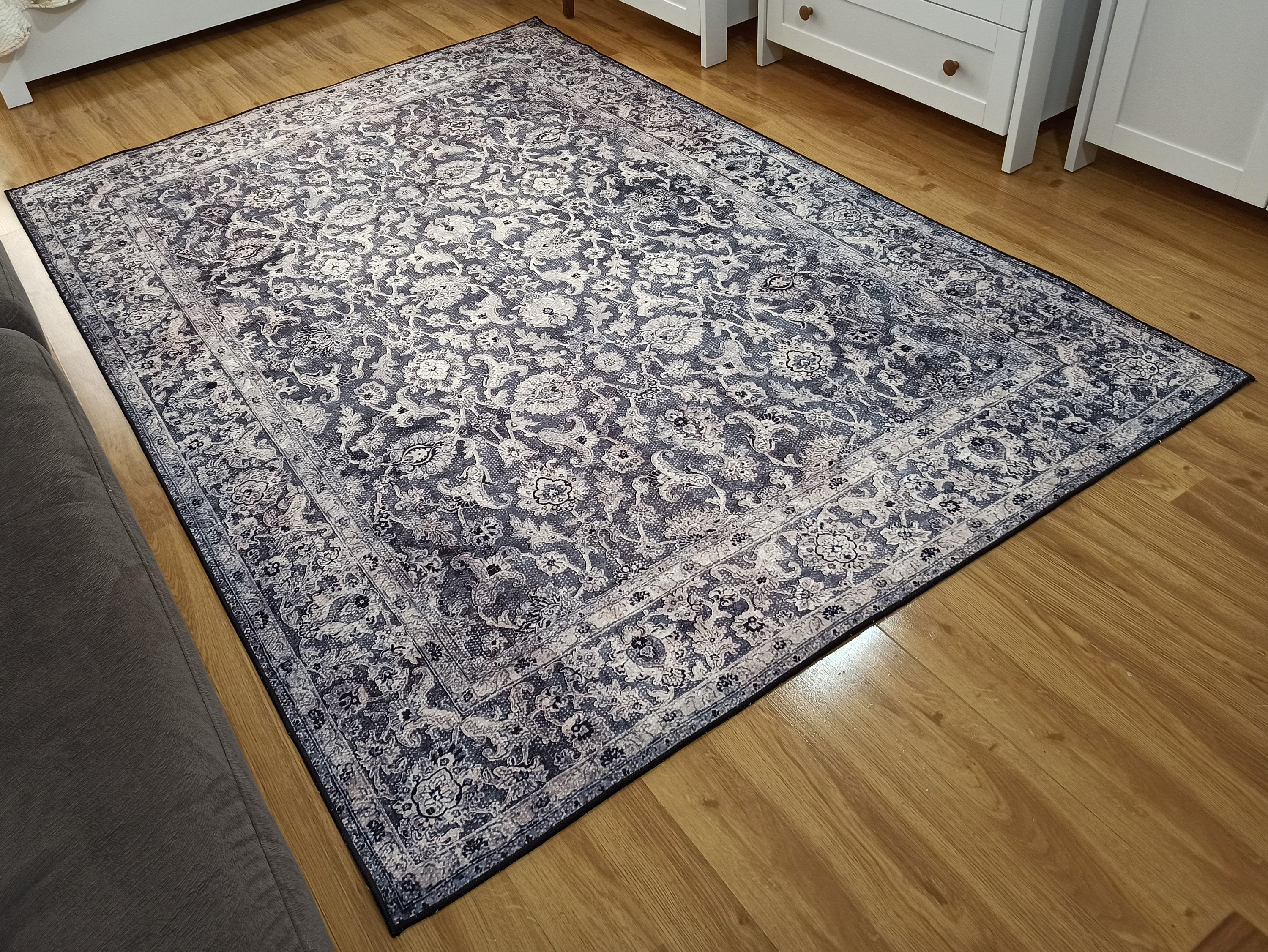 Asena Area Rug | Persian Navy Blue Gray Faded Rug