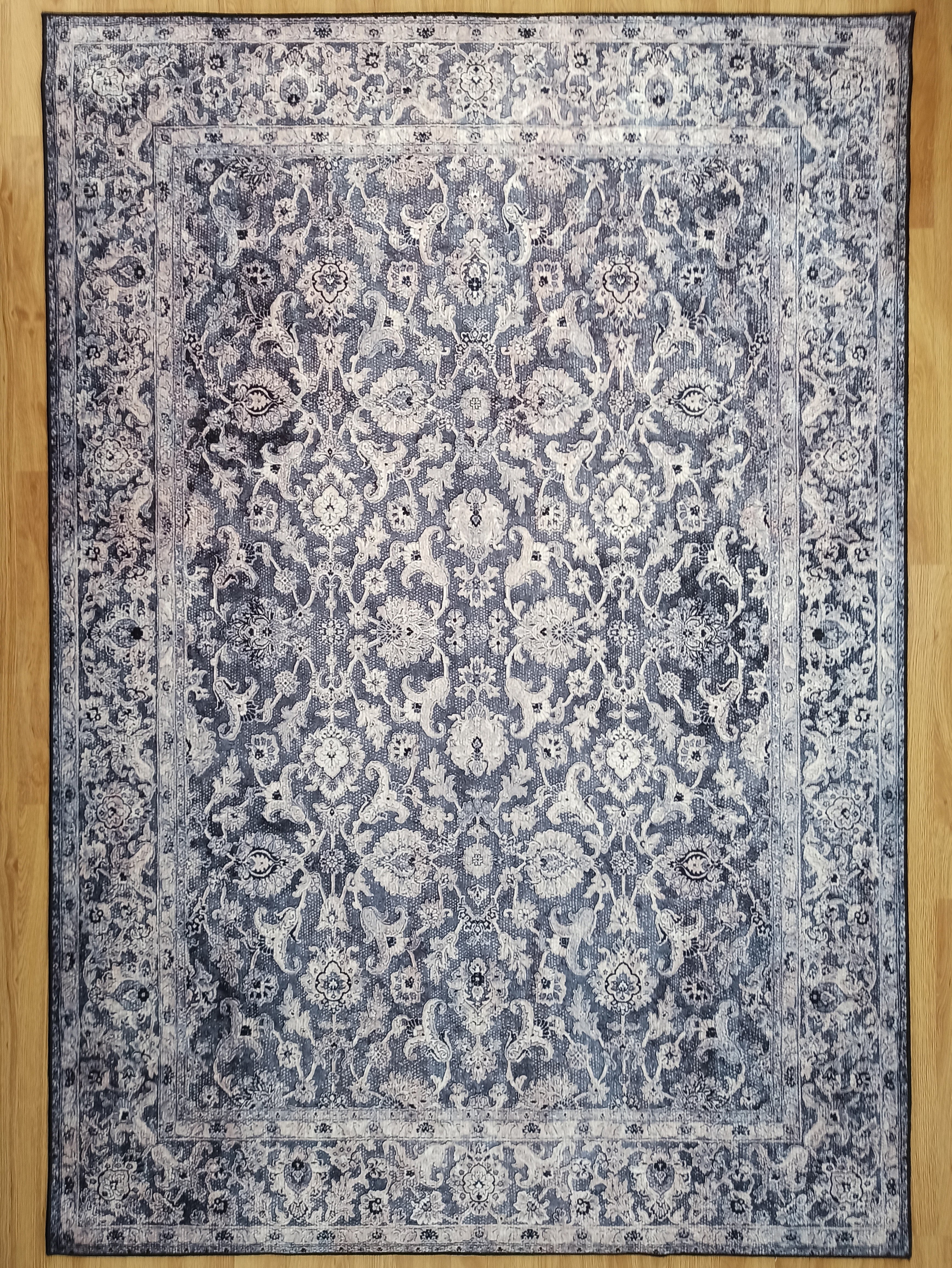 Asena Area Rug | Persian Navy Blue Gray Faded Rug