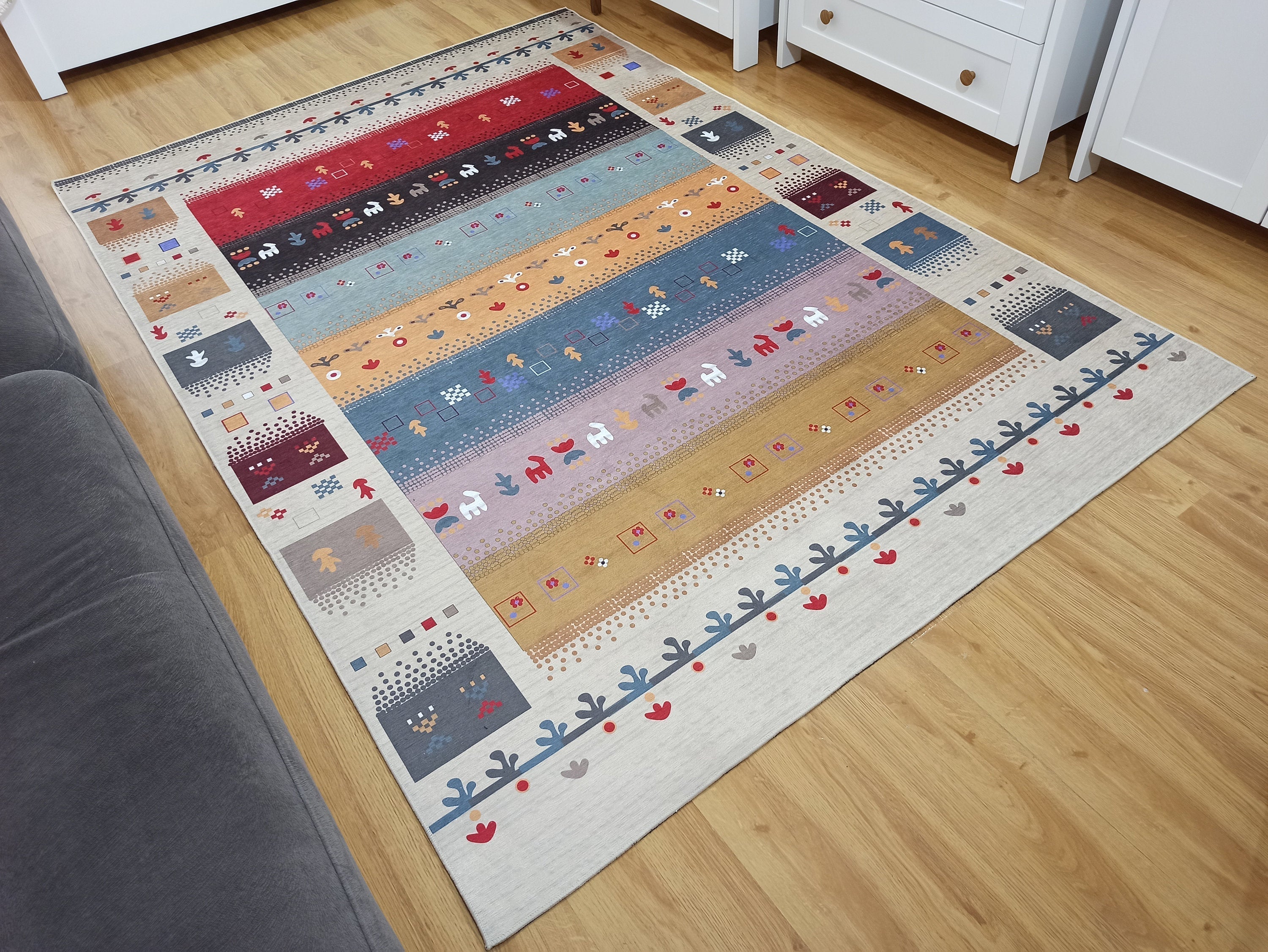 Asun Kilim Style Colorful Pastel Rug