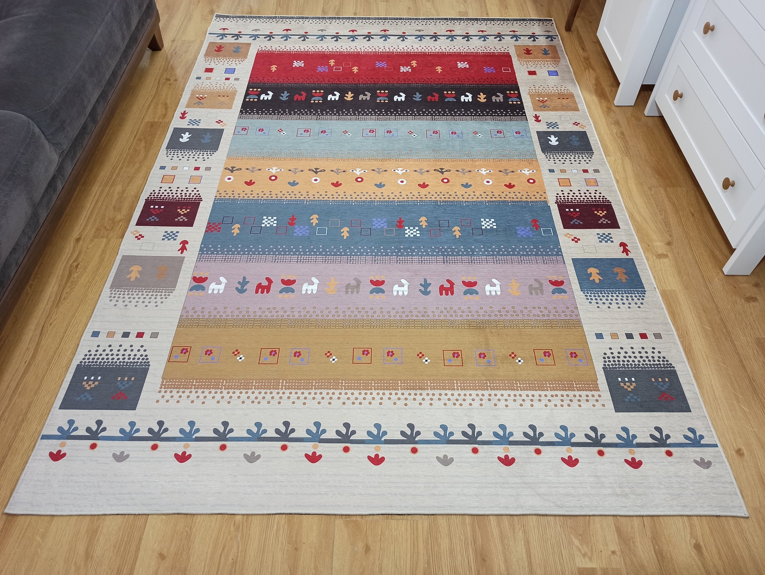 Asun Kilim Style Colorful Pastel Rug