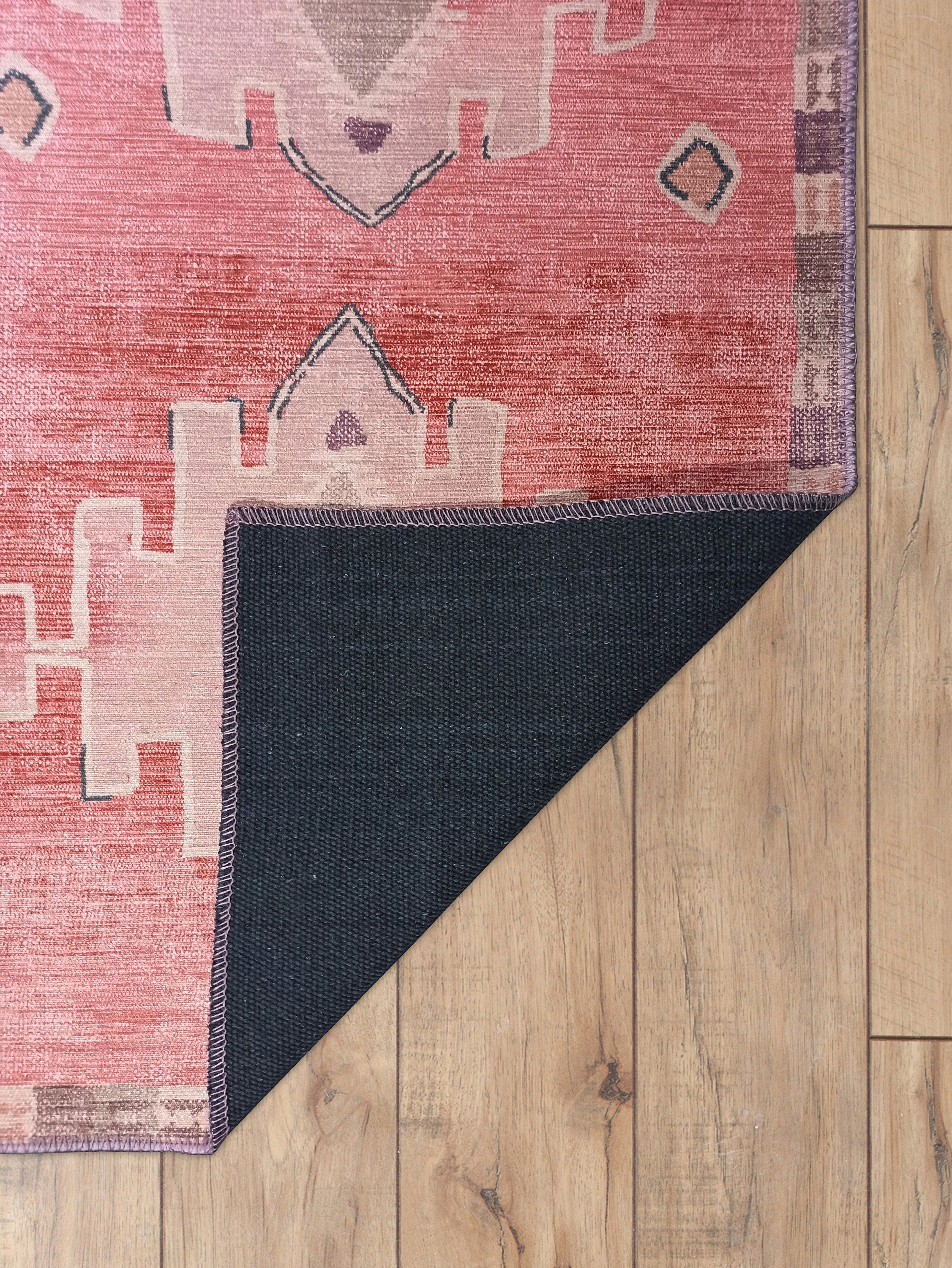 Aurelie Distressed Red Pink Beige Turkish Rug