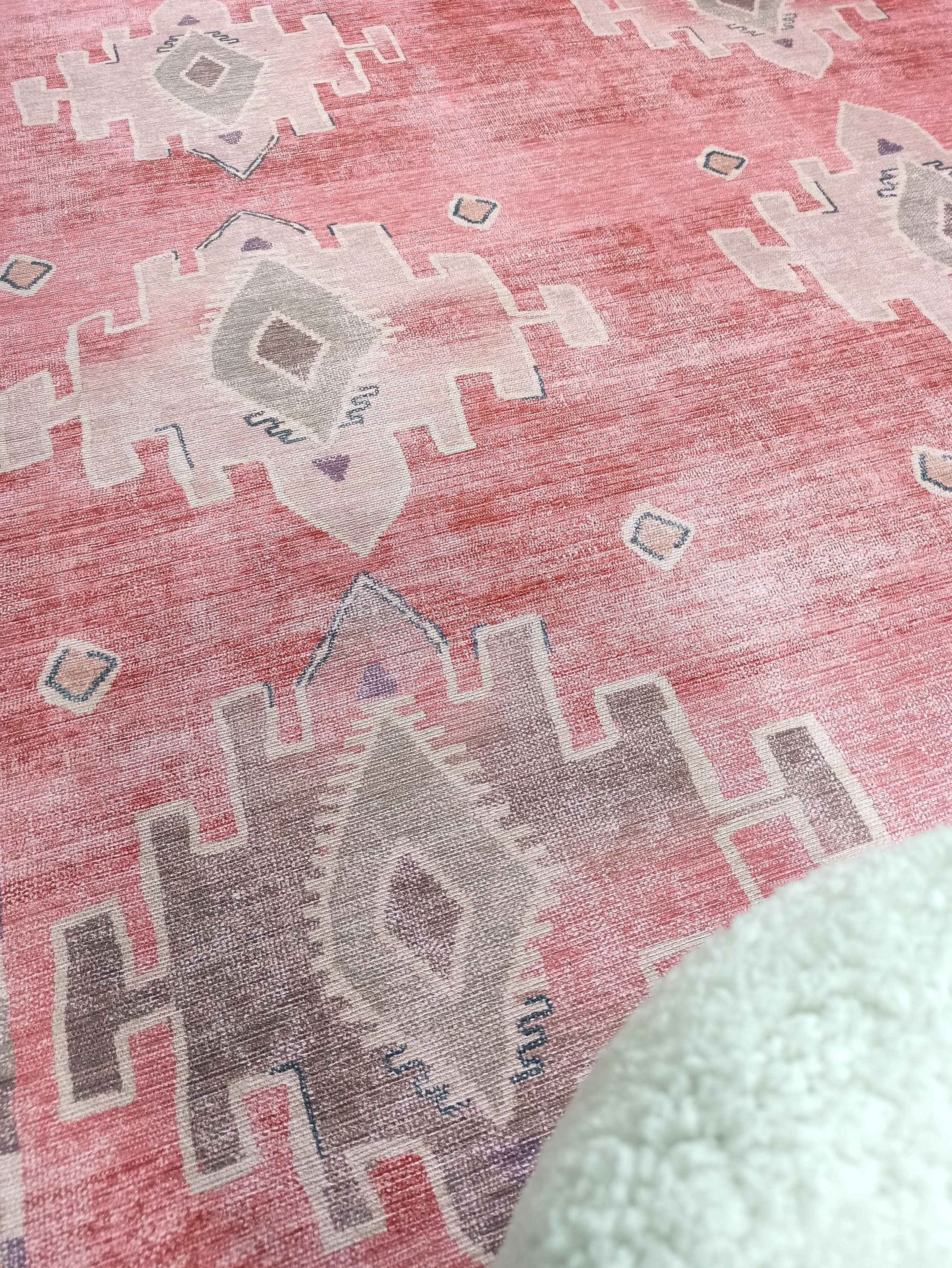 Aurelie Distressed Red Pink Beige Turkish Rug
