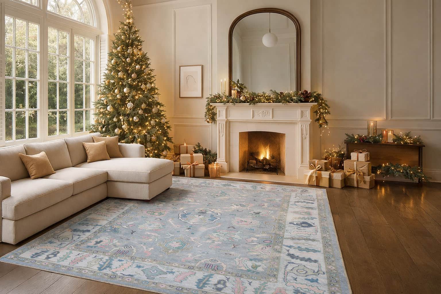 Aviana Pastel Lavender Modern Oushak Rug - Christmas Sale Deal - Fame Rugs 