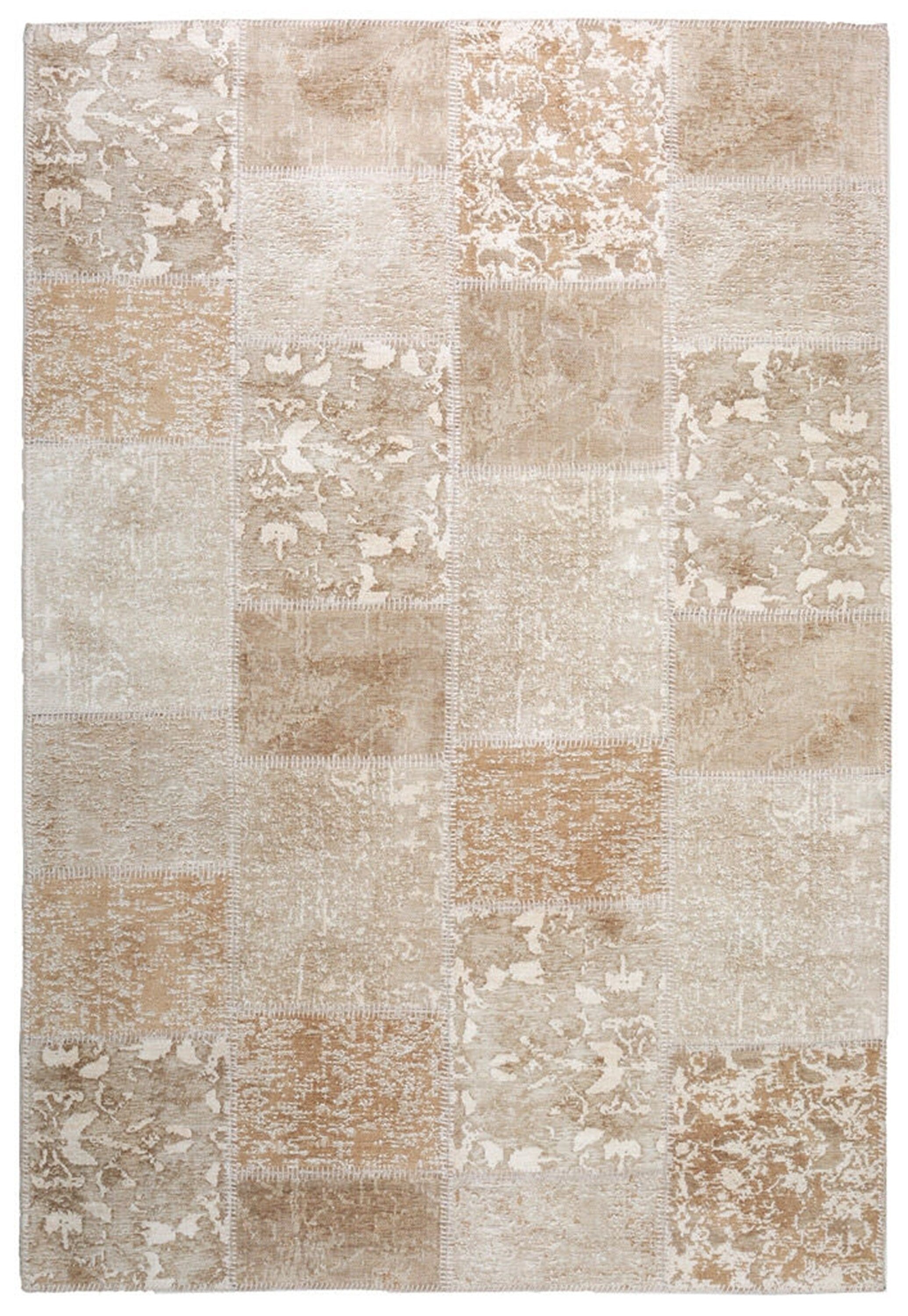Ayden Beige Patchwork Distressed Turkish Rug